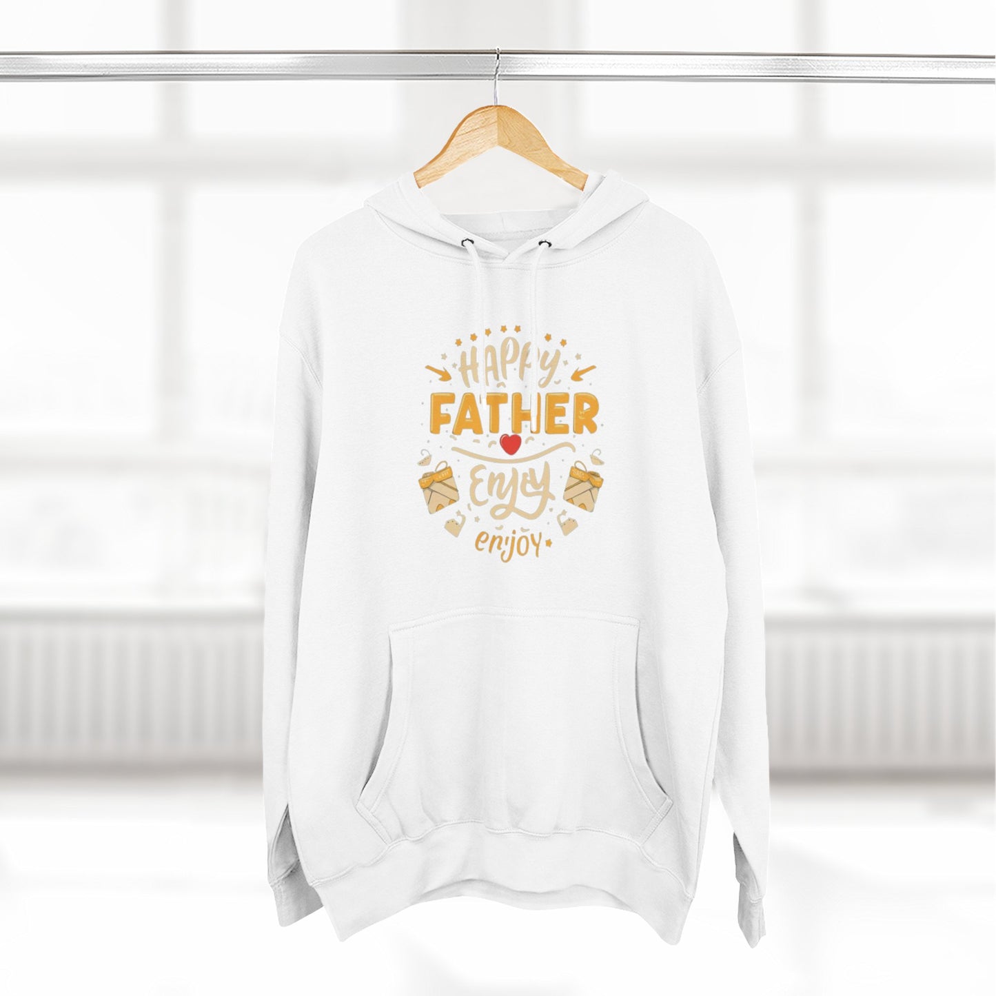 Hoodie — "Happy Father Enjoy" Cozy Pullover for Dads, Father’s Day Gift