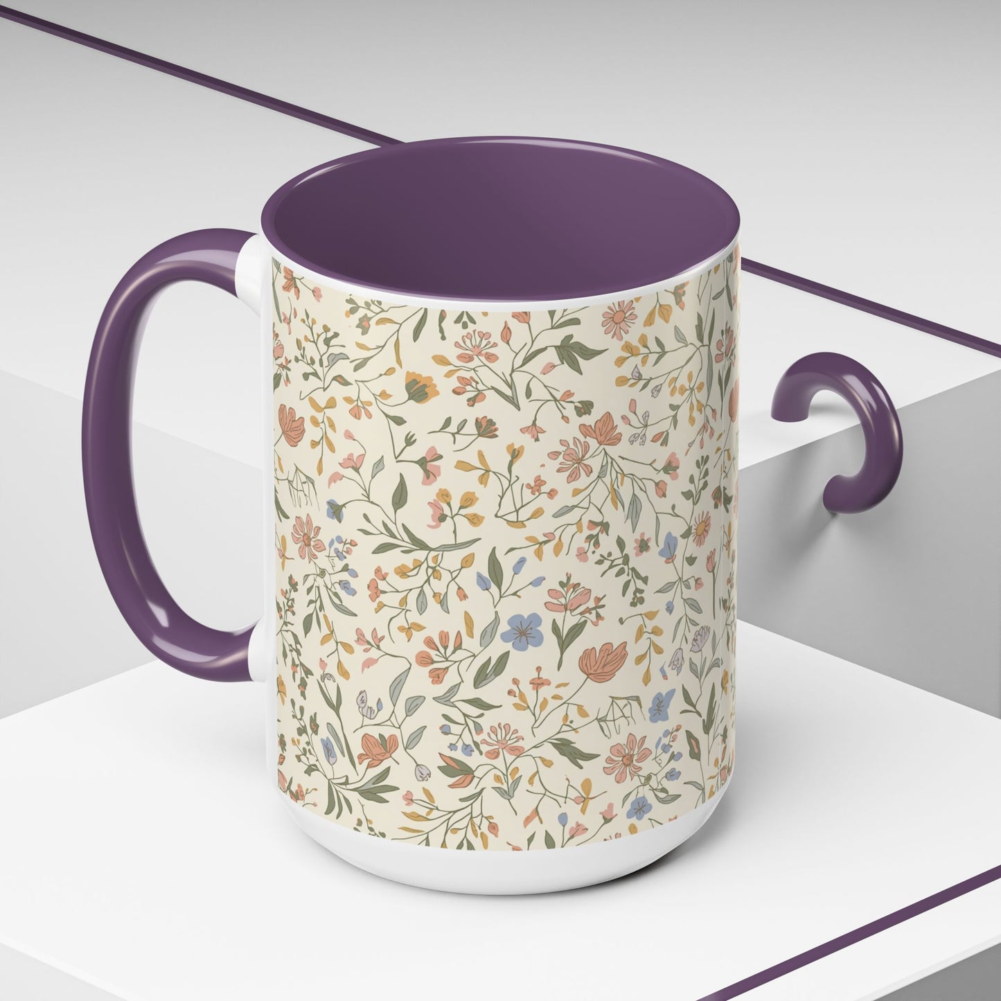 Floral Vintage Accent Coffee Mug 11/15oz