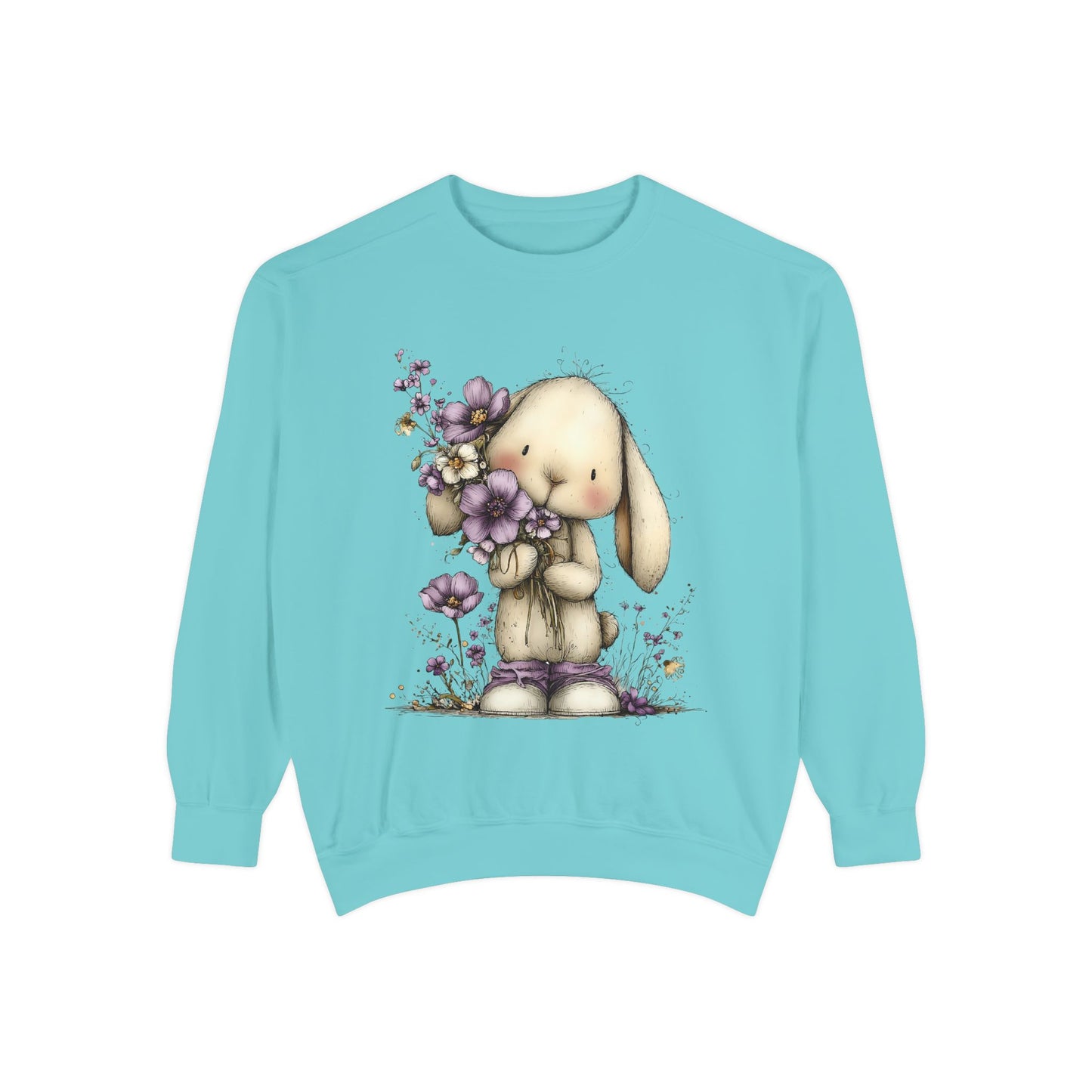 Bunny with Purple Flowers Sweatshirt