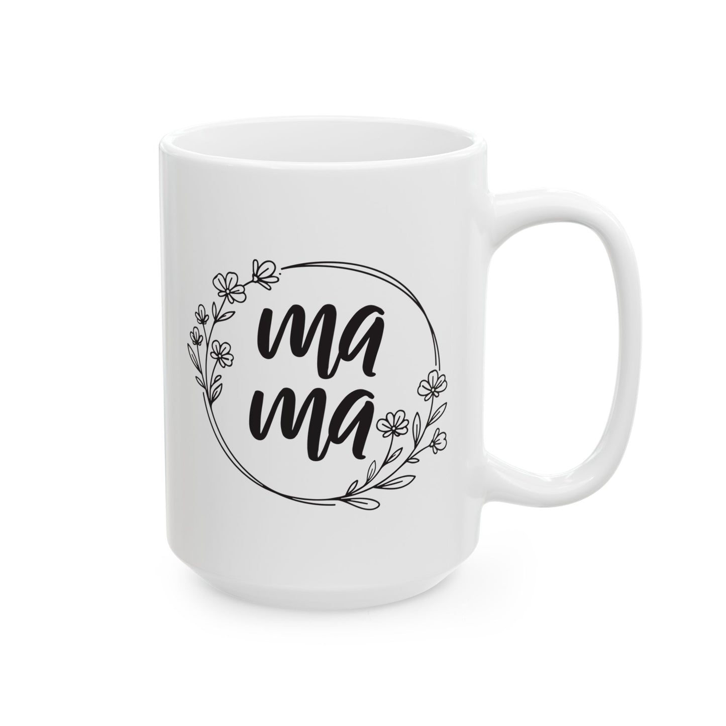 Floral Peace Sign Ceramic Mug – Minimalist Black Line Art 11oz & 15oz