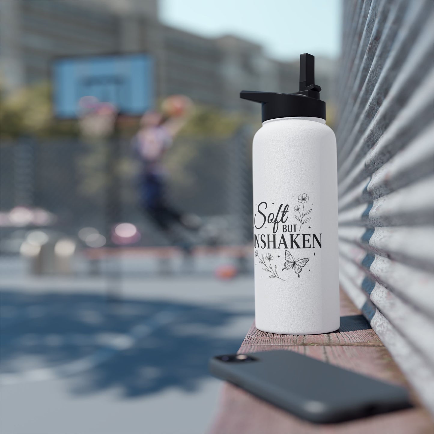 Stainless Steel Water Bottle — 'Still I Rise' Floral Motivational Design