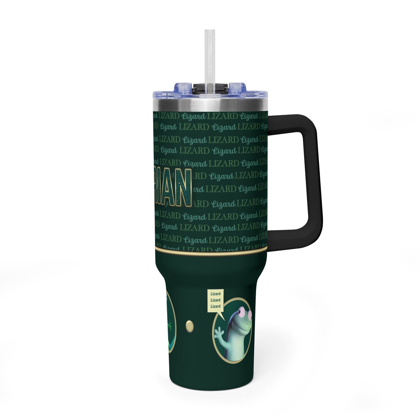 Adrian Lizard 40oz Vacuum Tumbler – Insulated Travel Cup with Handle