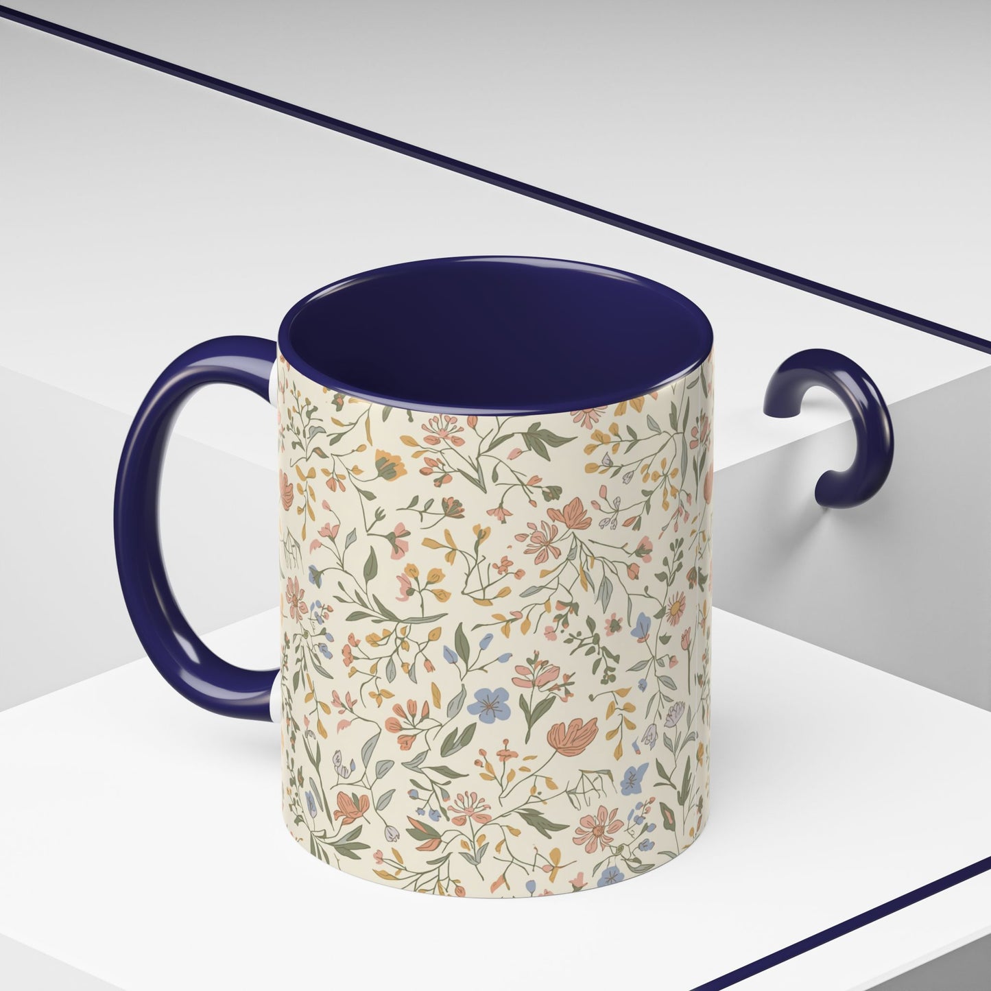 Floral Vintage Accent Coffee Mug  11/15oz