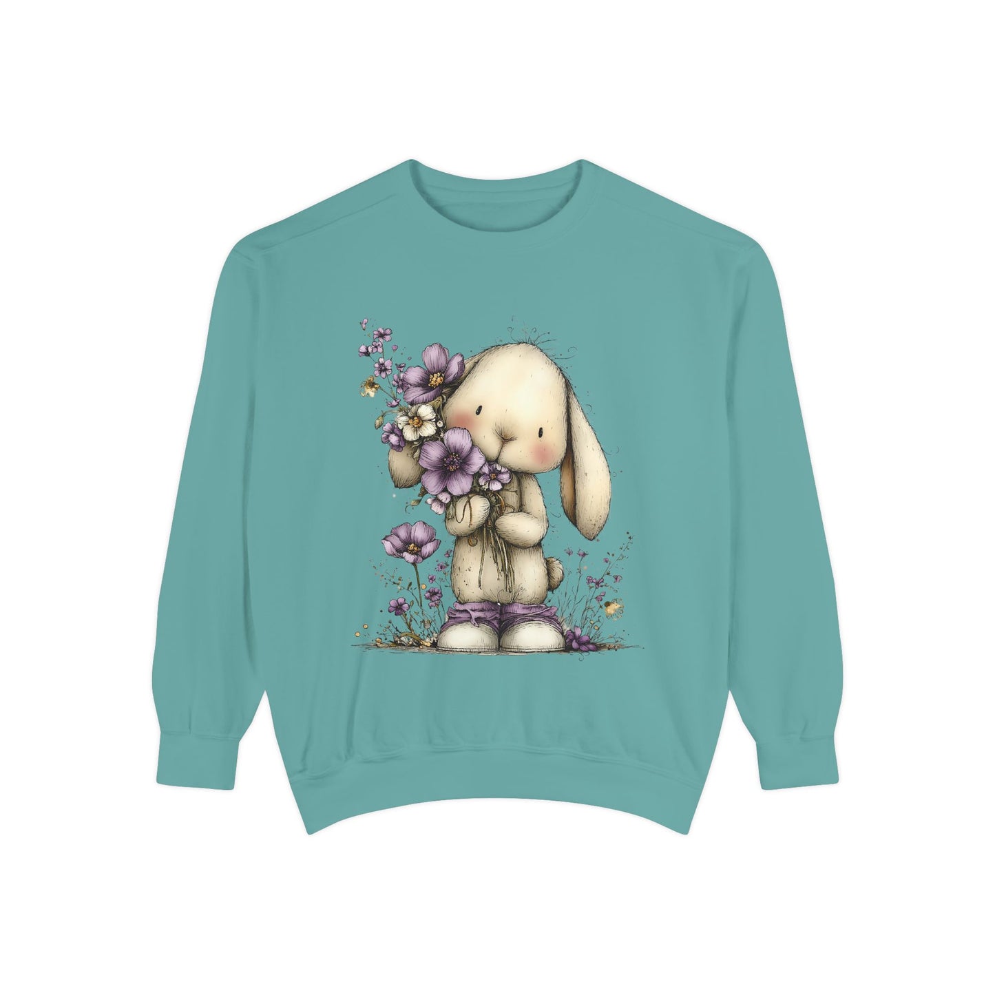 Bunny with Purple Flowers Sweatshirt
