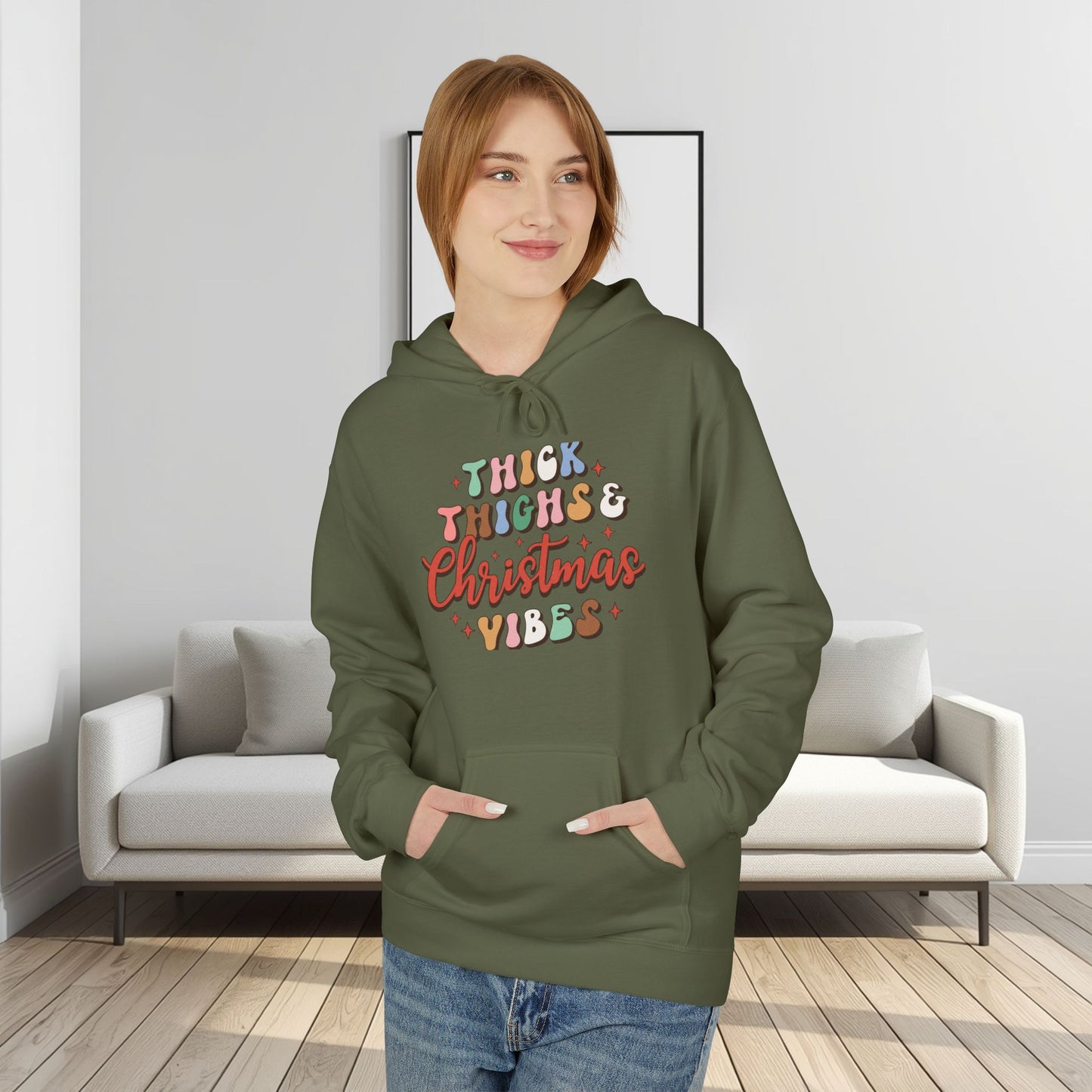Christmas Vibes Hoodie — "Thick Things Christmas Vibes" Festive Holiday Pullover