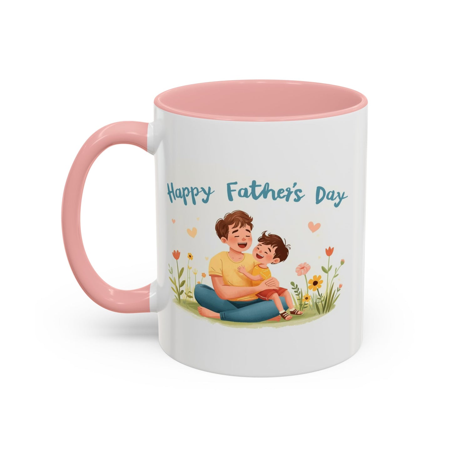 "Happy Father's Day" Dad and Child Floral Accent Mug (11/15oz)