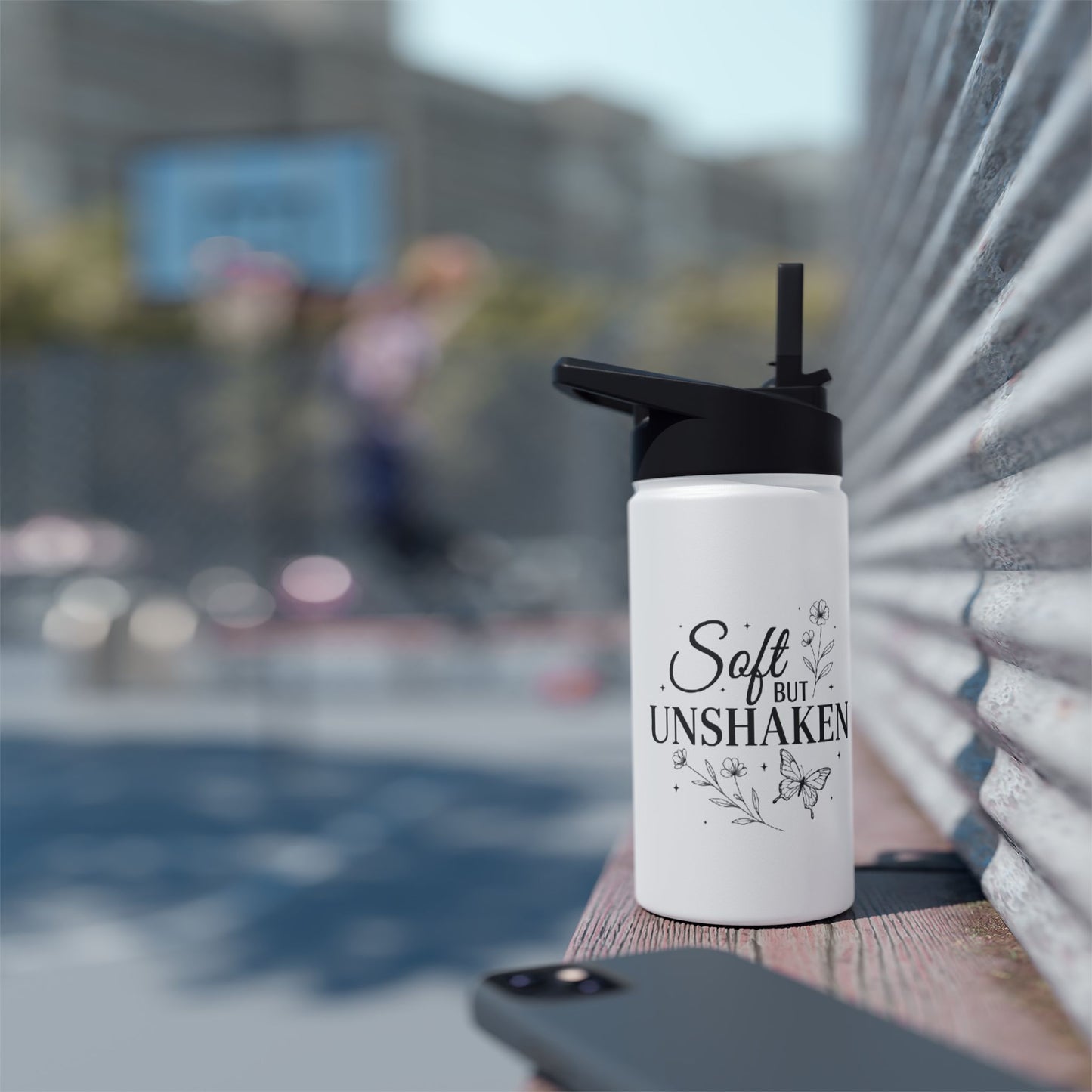 Stainless Steel Water Bottle — 'Still I Rise' Floral Motivational Design