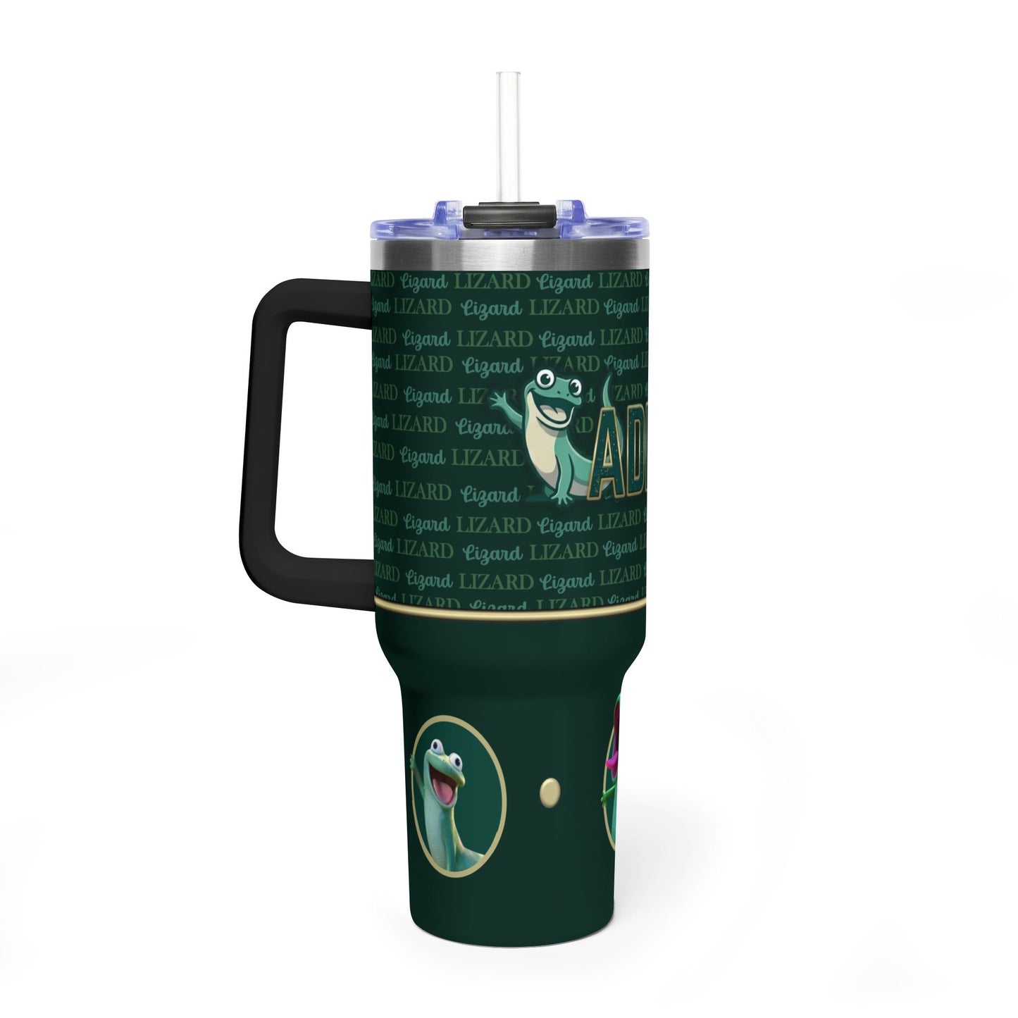 Adrian Lizard 40oz Vacuum Tumbler – Insulated Travel Cup with Handle
