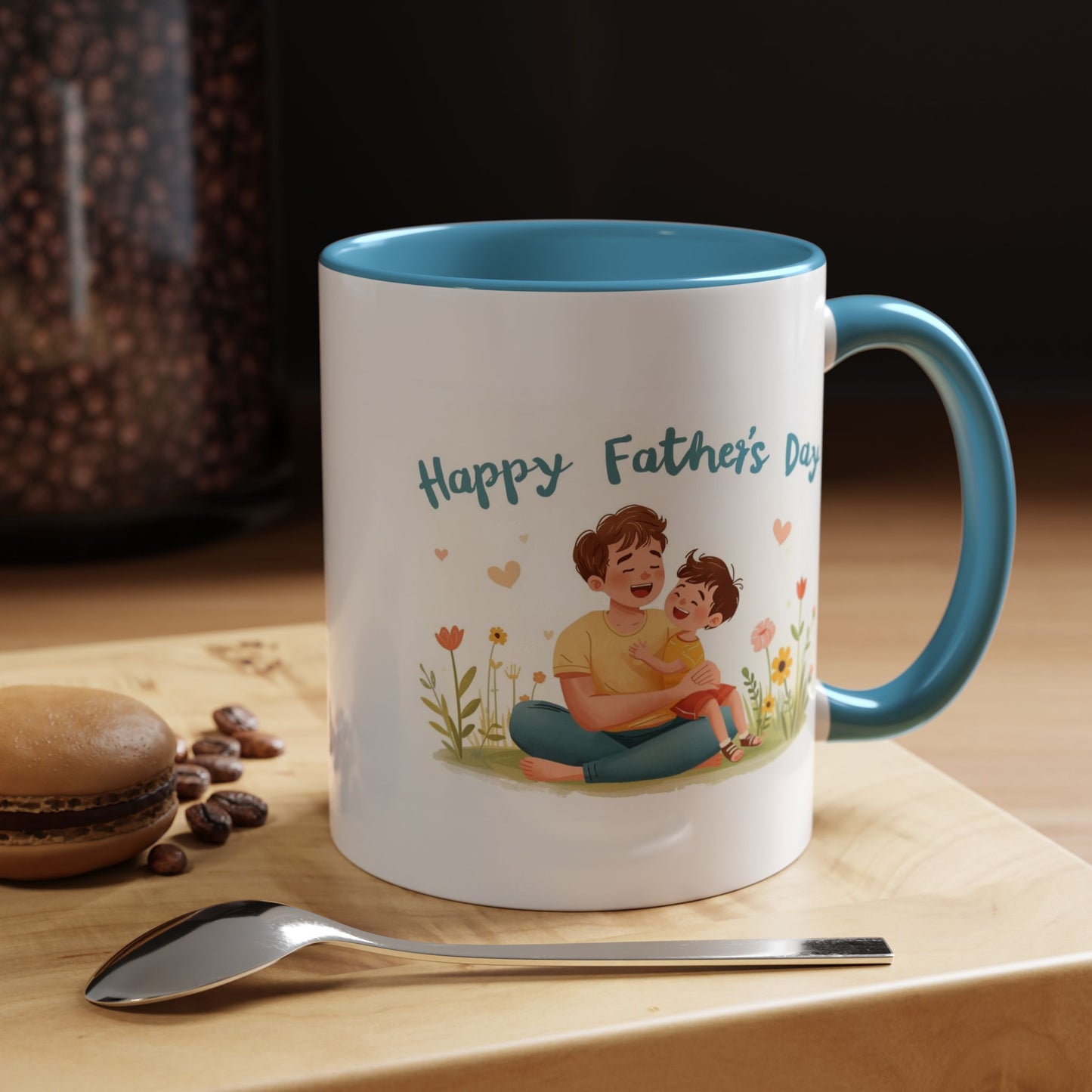 "Happy Father's Day" Dad and Child Floral Accent Mug (11/15oz)