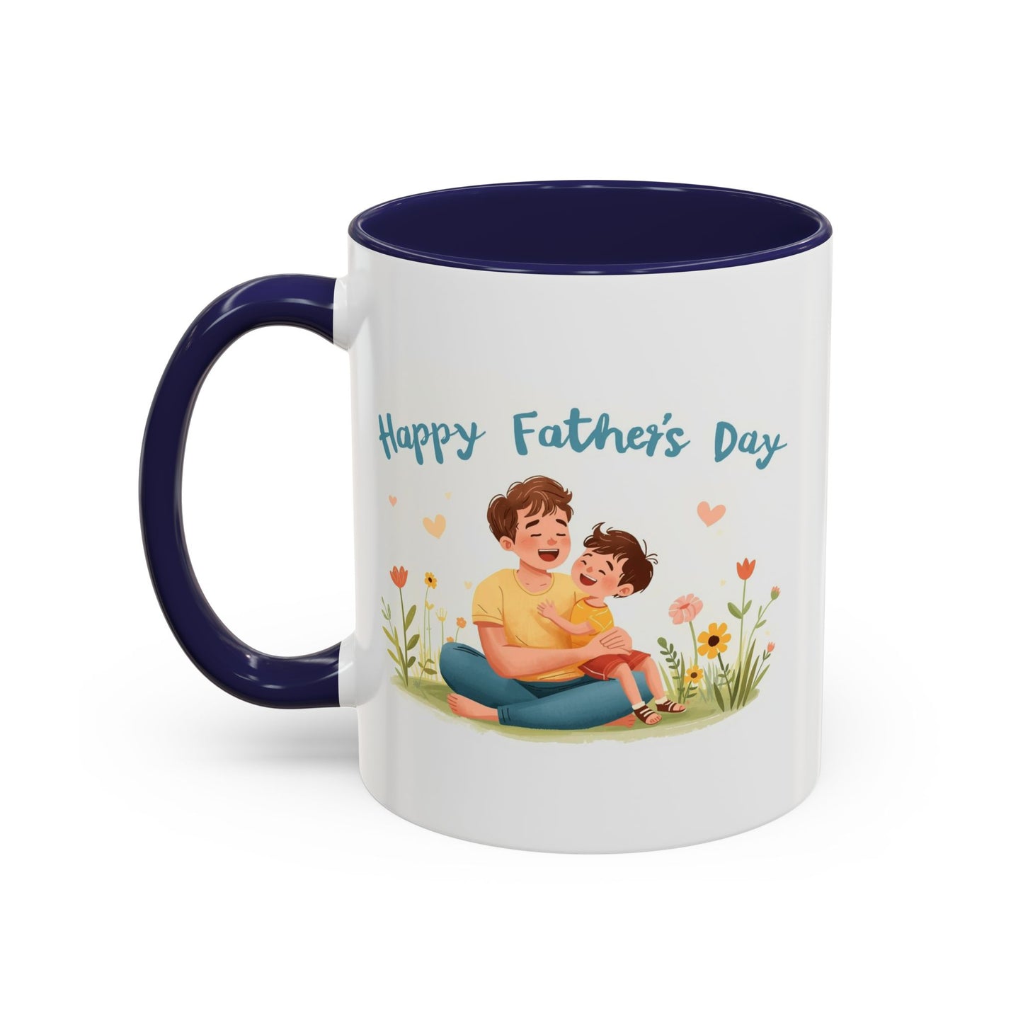 "Happy Father's Day" Dad and Child Floral Accent Mug (11/15oz)