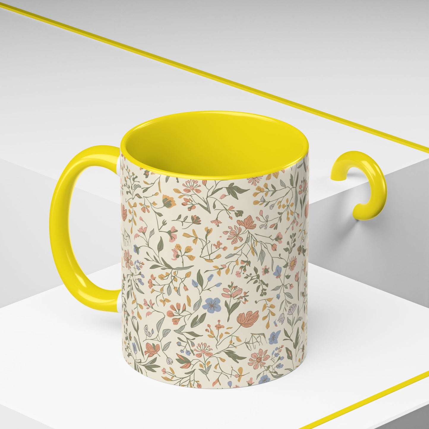 Floral Vintage Accent Coffee Mug  11/15oz