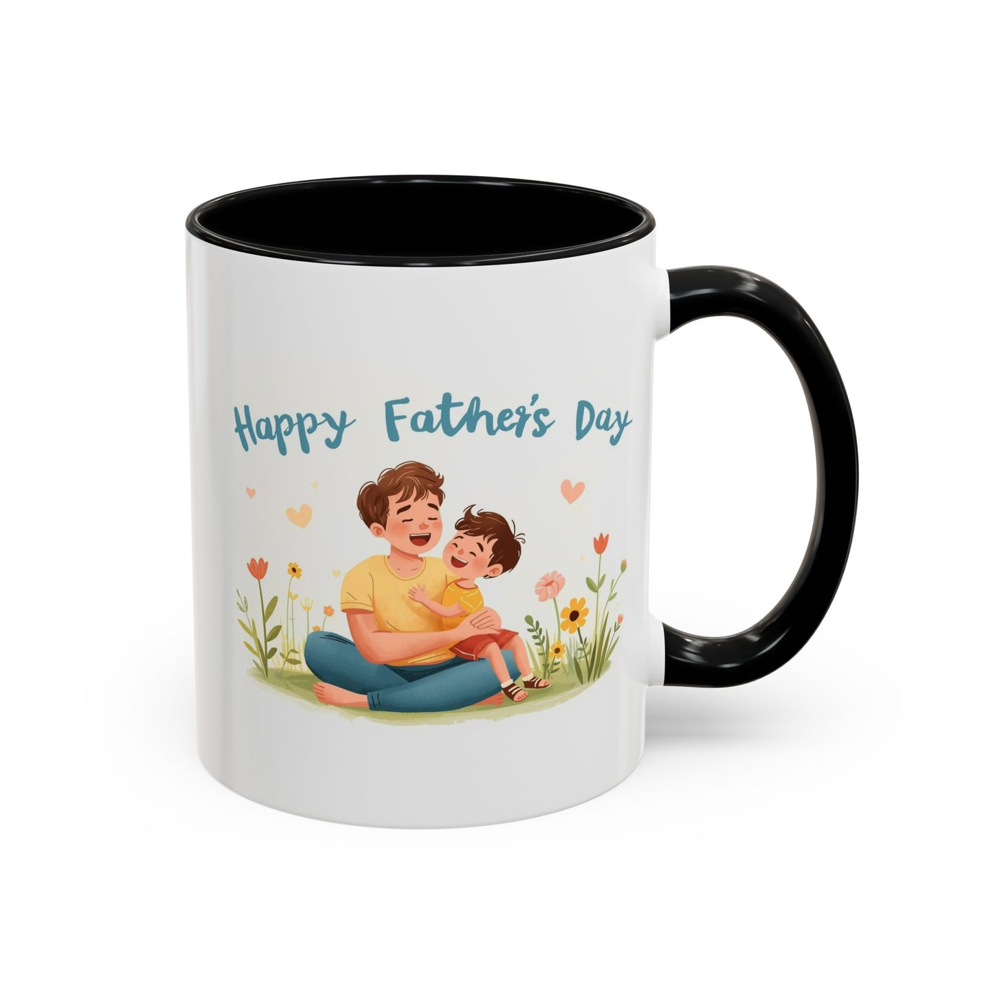 "Happy Father's Day" Dad and Child Floral Accent Mug (11/15oz)