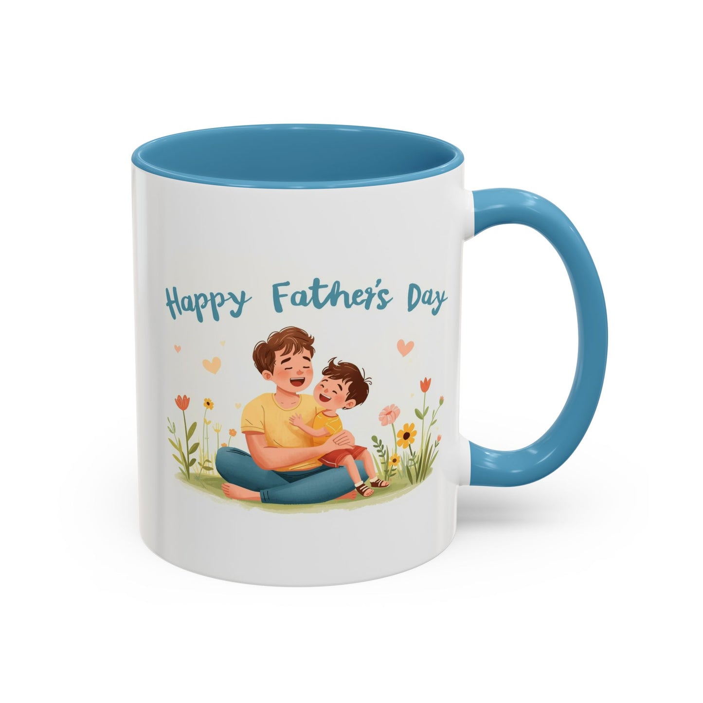 "Happy Father's Day" Dad and Child Floral Accent Mug (11/15oz)