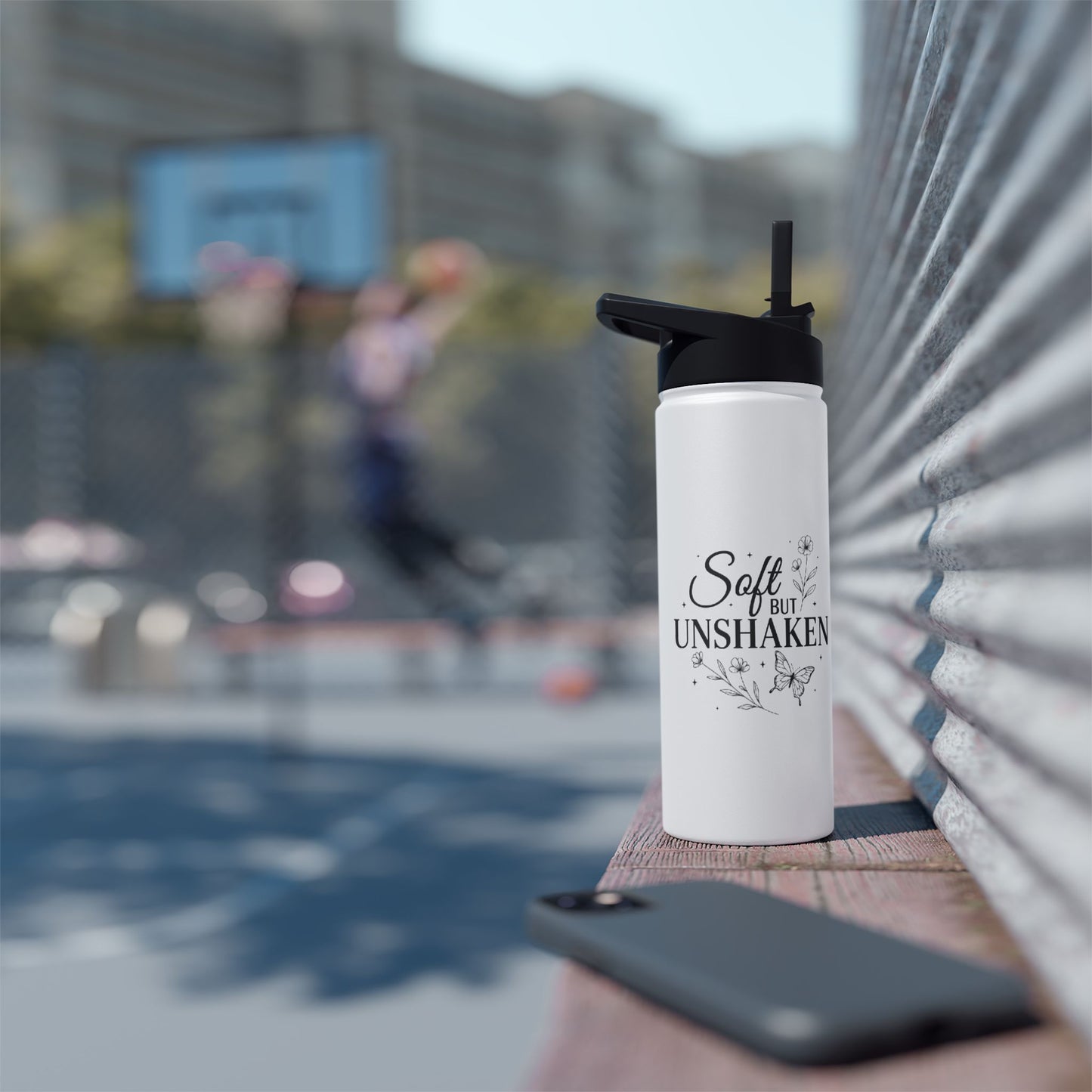 Stainless Steel Water Bottle — 'Still I Rise' Floral Motivational Design