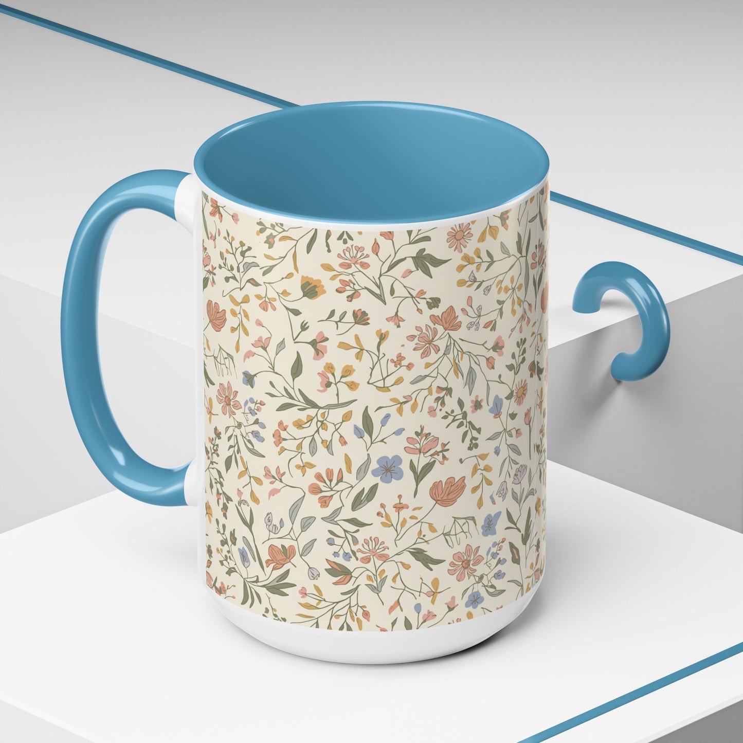 Floral Vintage Accent Coffee Mug  11/15oz