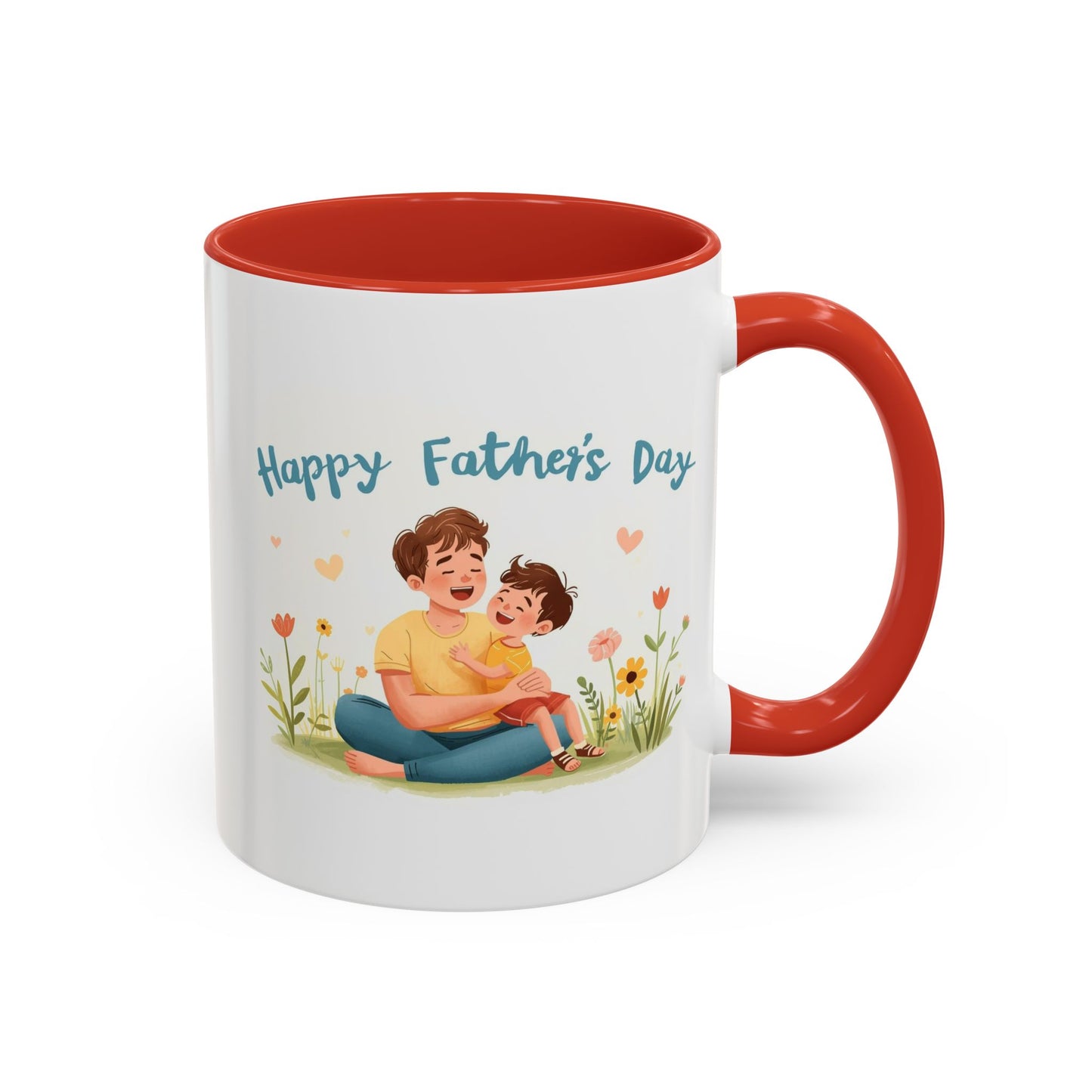 "Happy Father's Day" Dad and Child Floral Accent Mug (11/15oz)