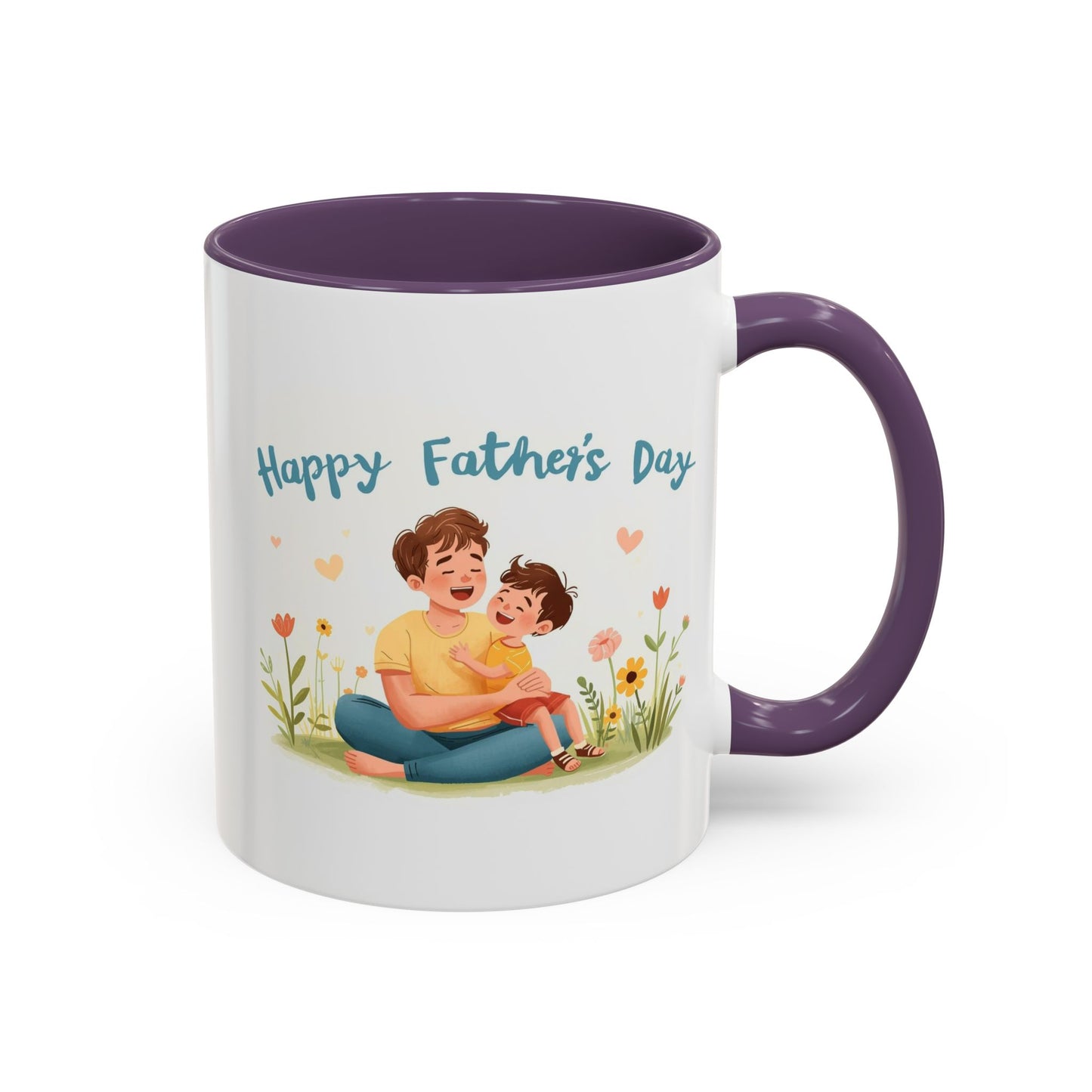 "Happy Father's Day" Dad and Child Floral Accent Mug (11/15oz)