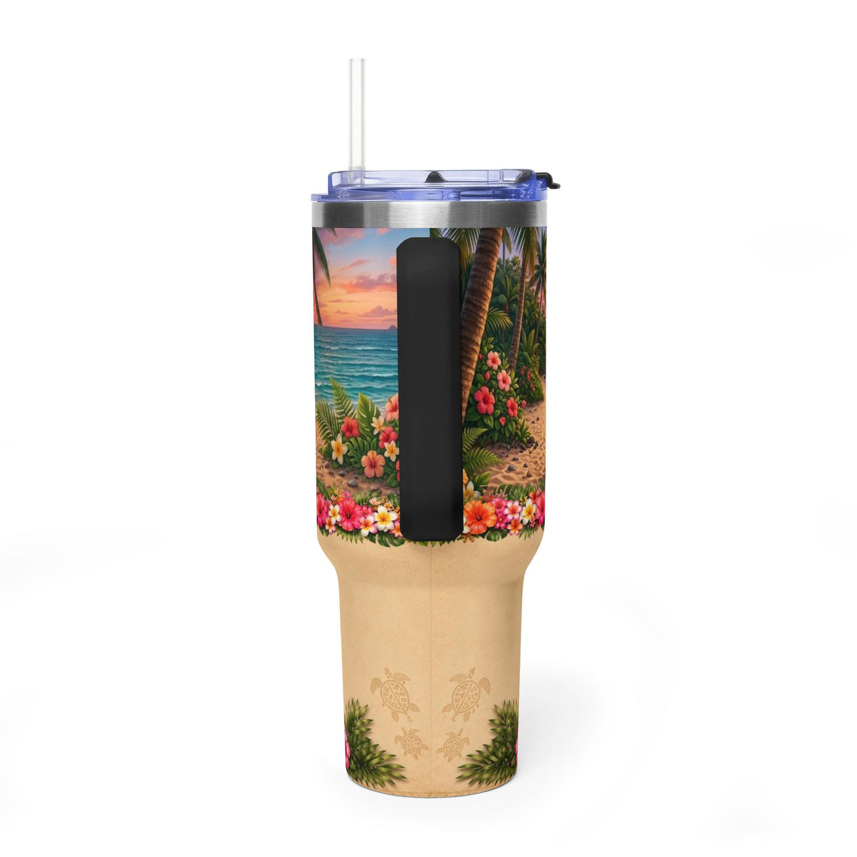 40oz Tropical Beach Tumbler — Personalized "Yaritza" Vacuum Insulated Cup