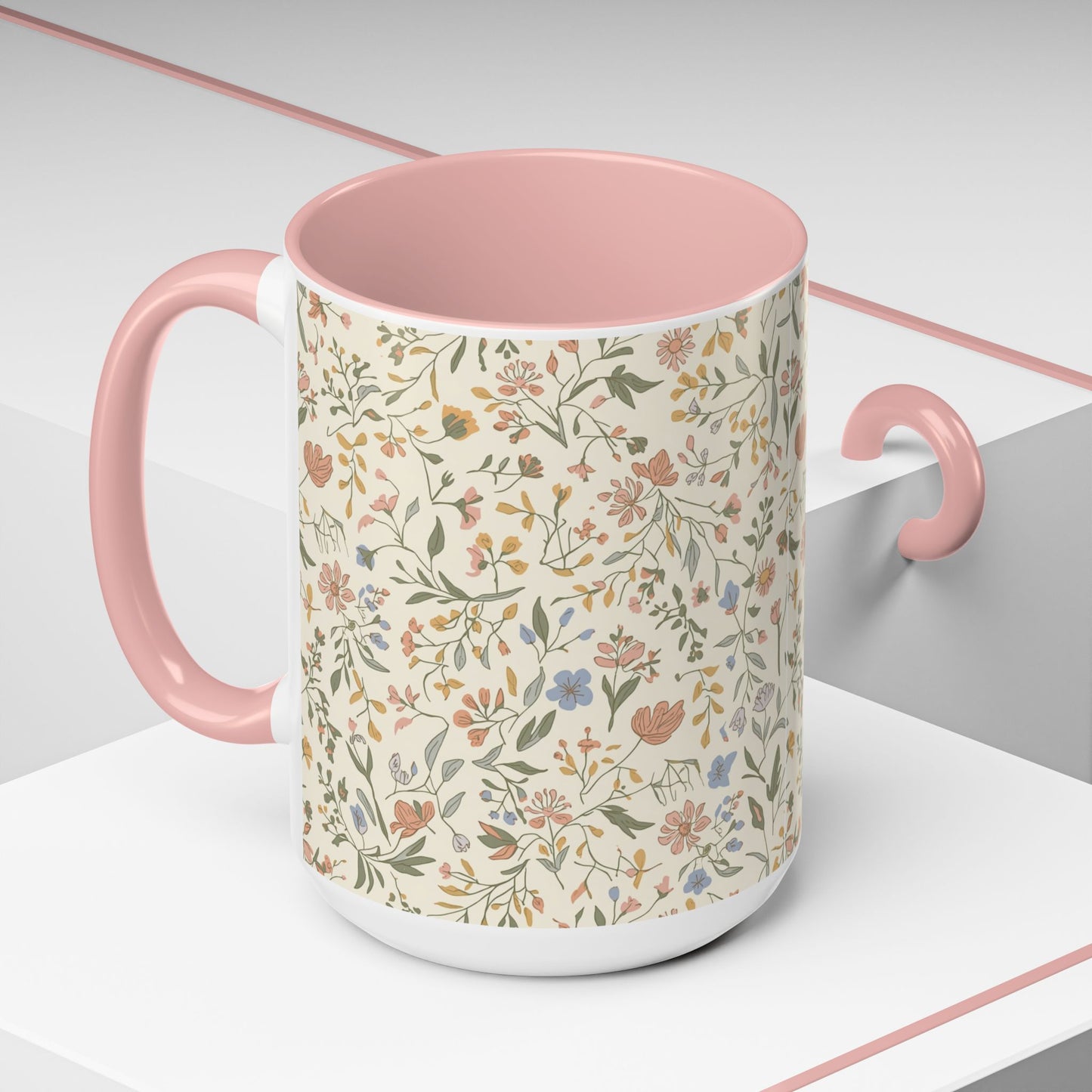 Floral Vintage Accent Coffee Mug  11/15oz