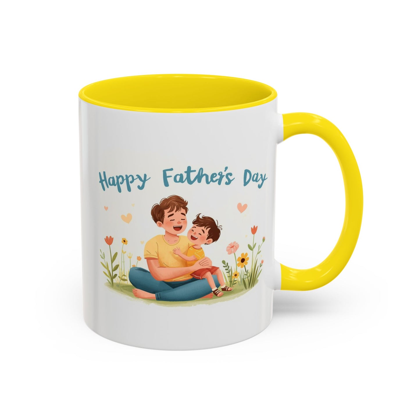 "Happy Father's Day" Dad and Child Floral Accent Mug (11/15oz)