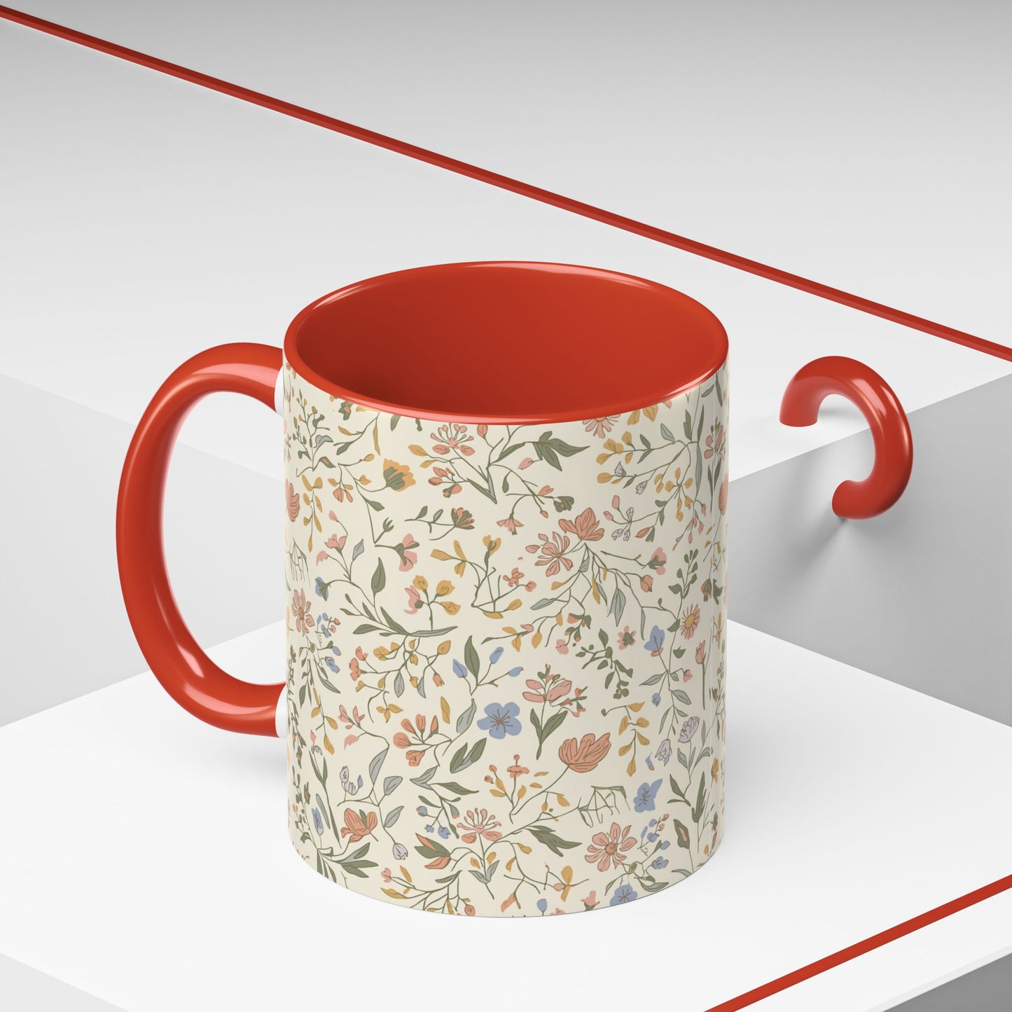 Floral Vintage Accent Coffee Mug  11/15oz