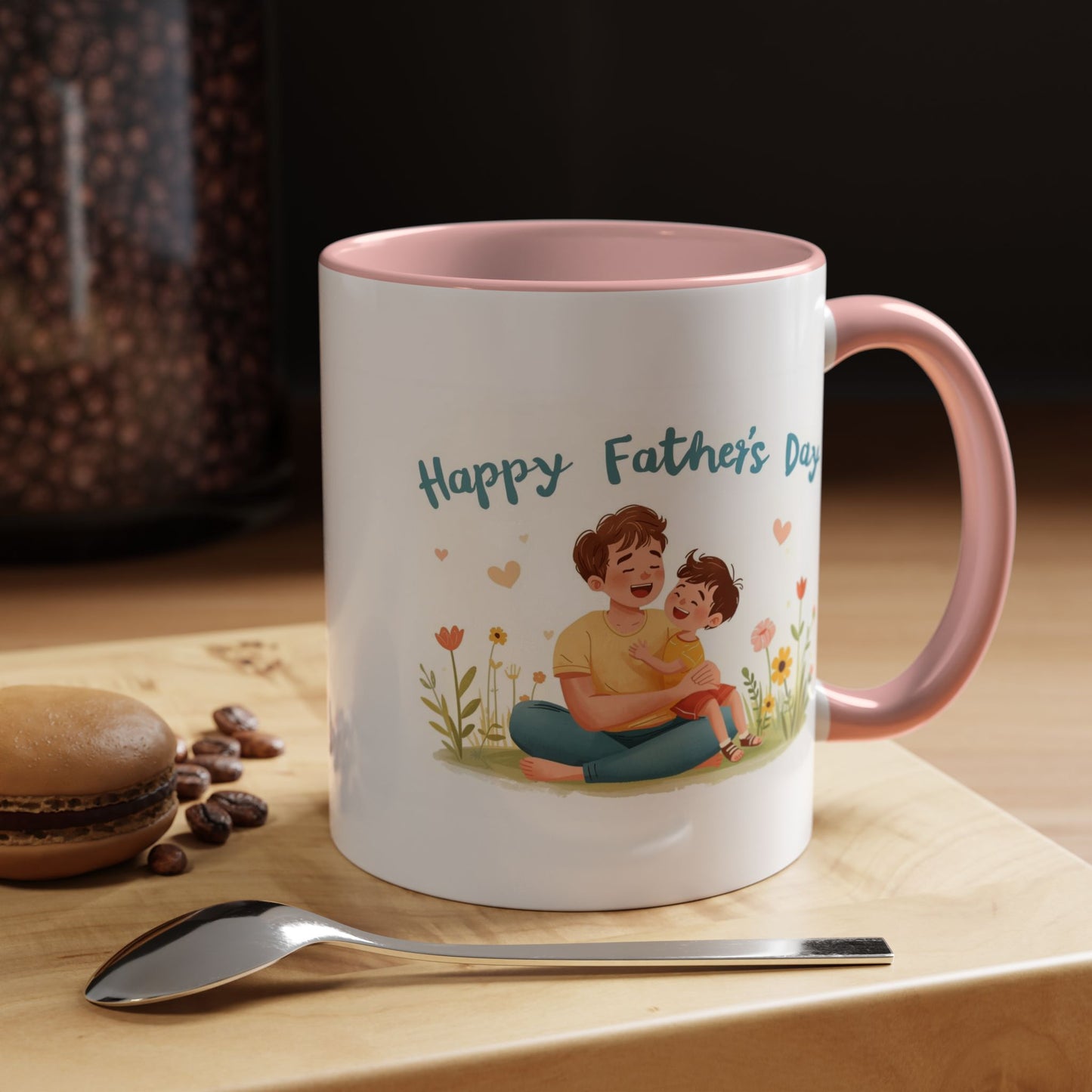 "Happy Father's Day" Dad and Child Floral Accent Mug (11/15oz)