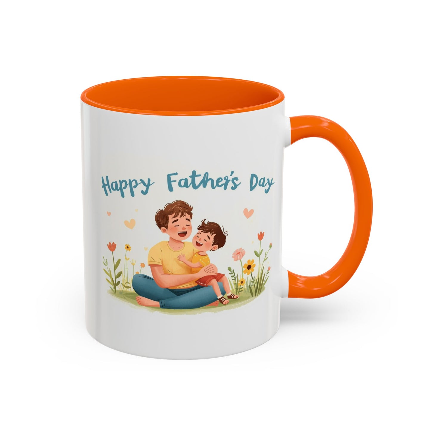 "Happy Father's Day" Dad and Child Floral Accent Mug (11/15oz)