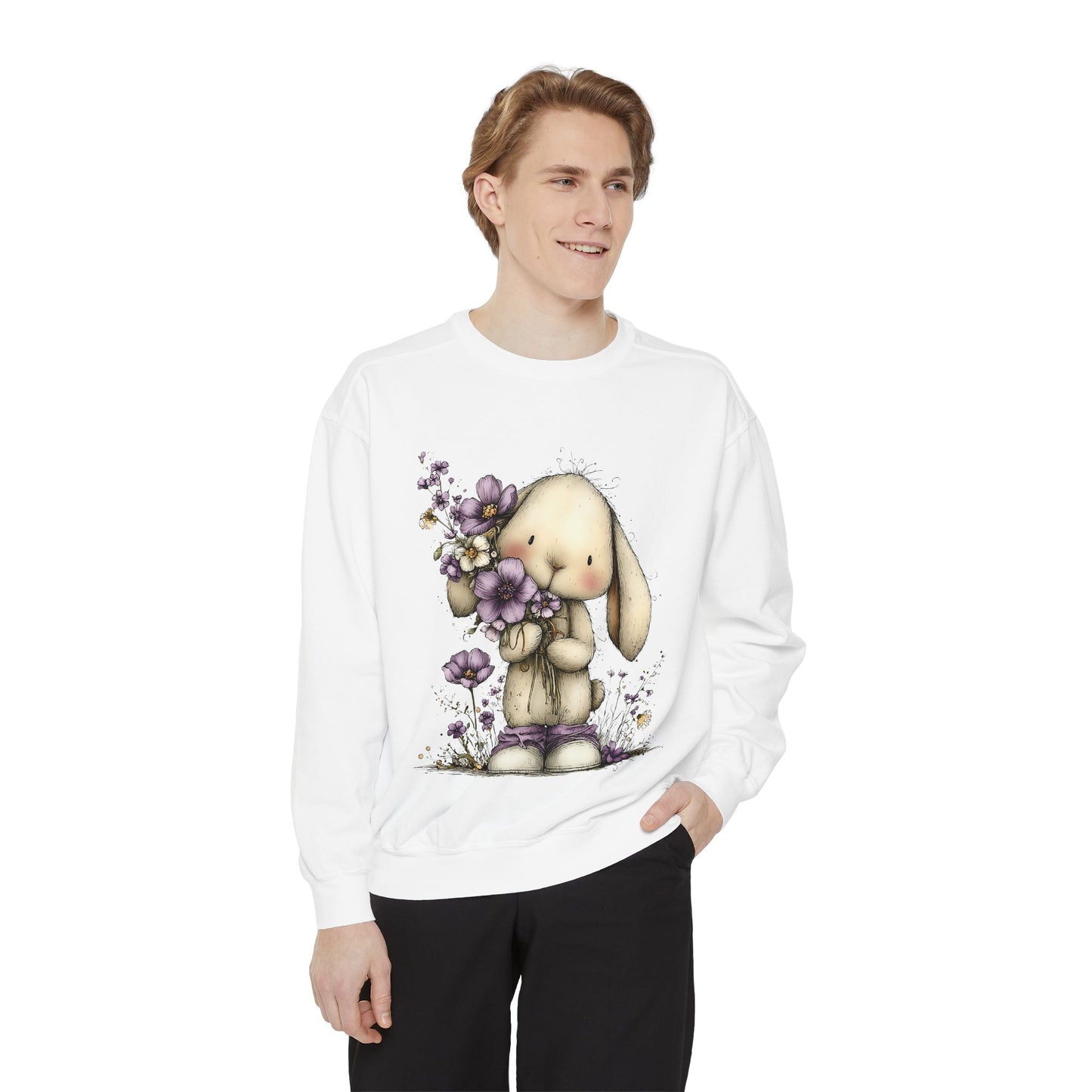 Bunny with Purple Flowers Sweatshirt