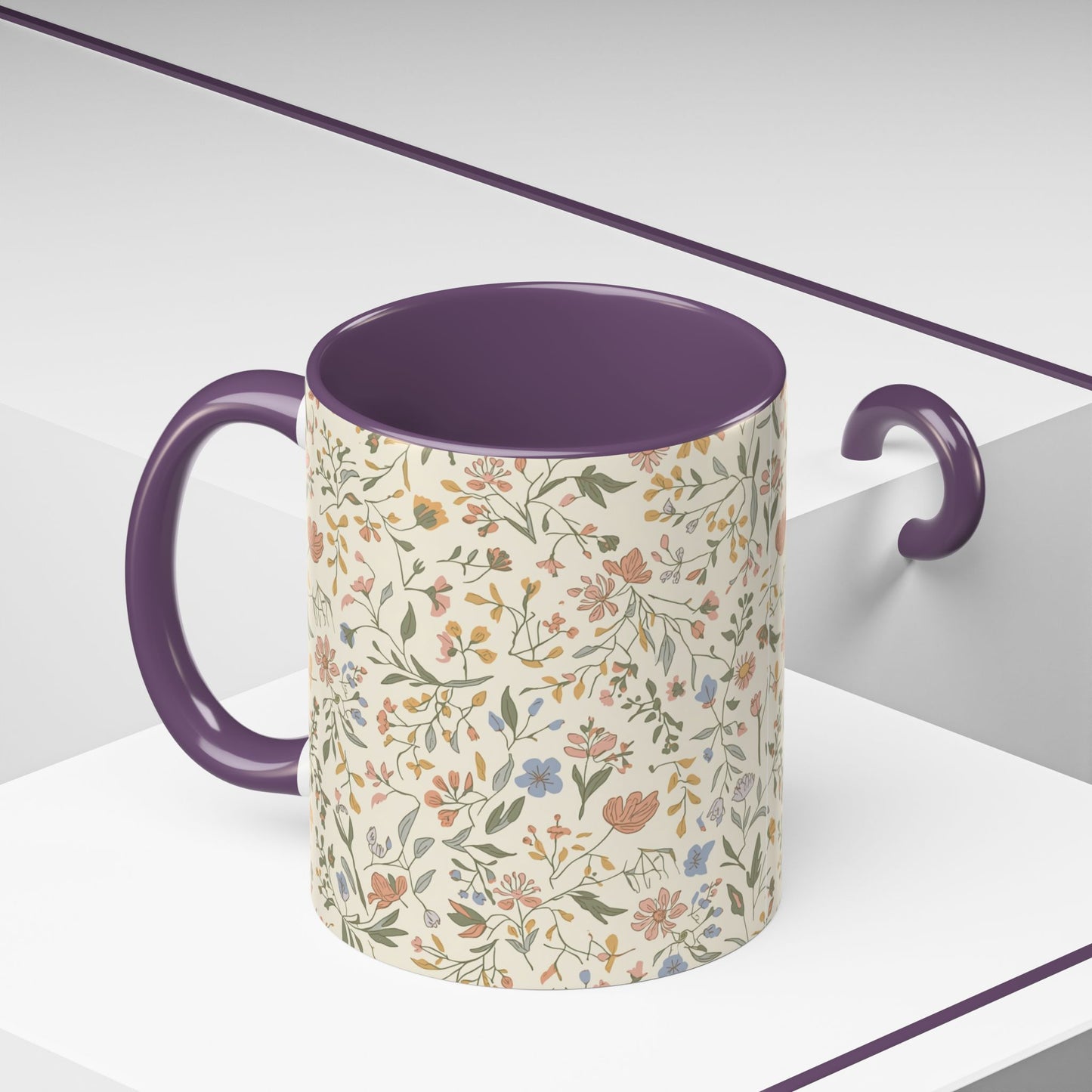 Floral Vintage Accent Coffee Mug  11/15oz