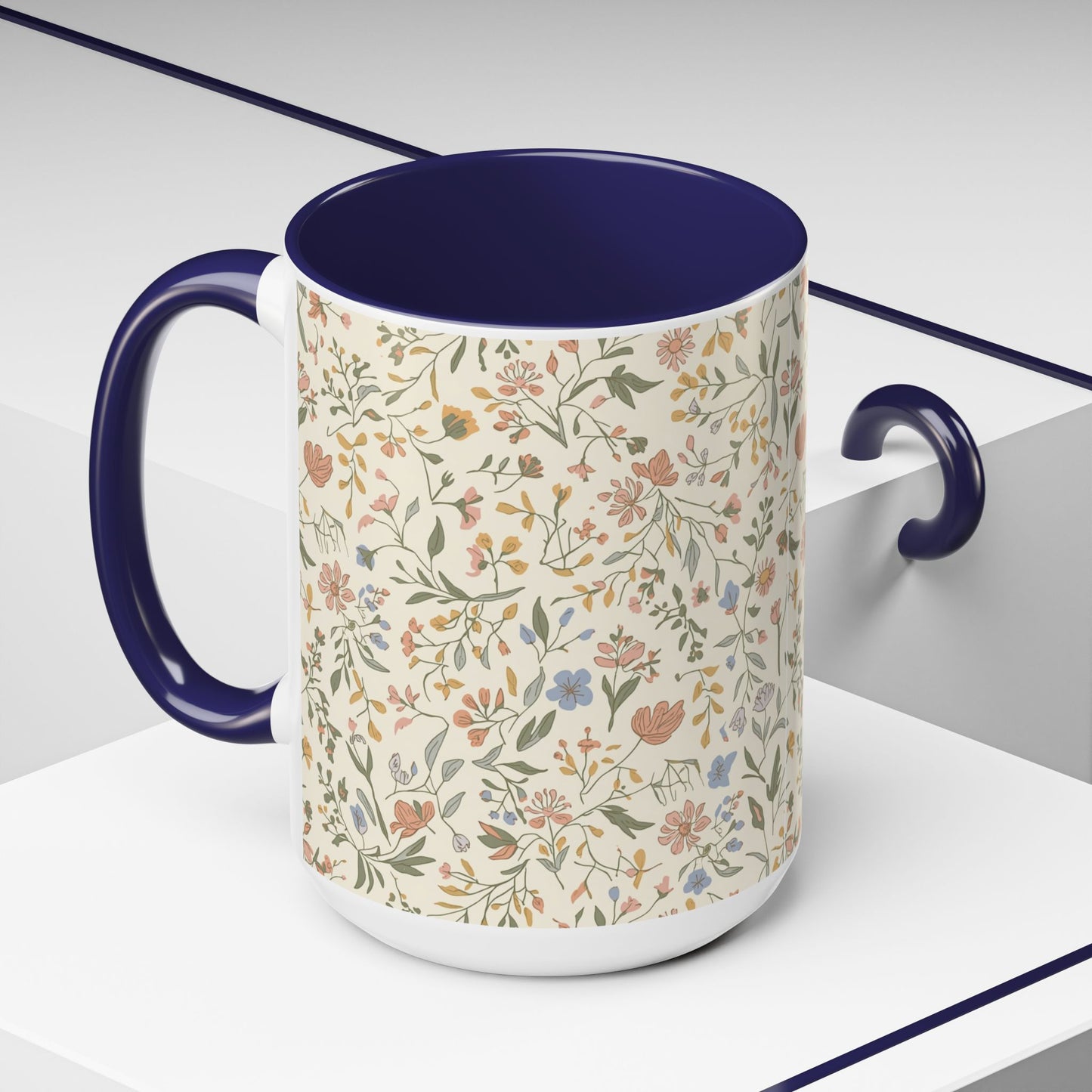 Floral Vintage Accent Coffee Mug  11/15oz