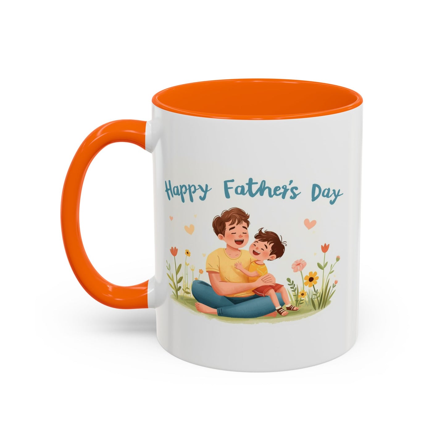 "Happy Father's Day" Dad and Child Floral Accent Mug (11/15oz)
