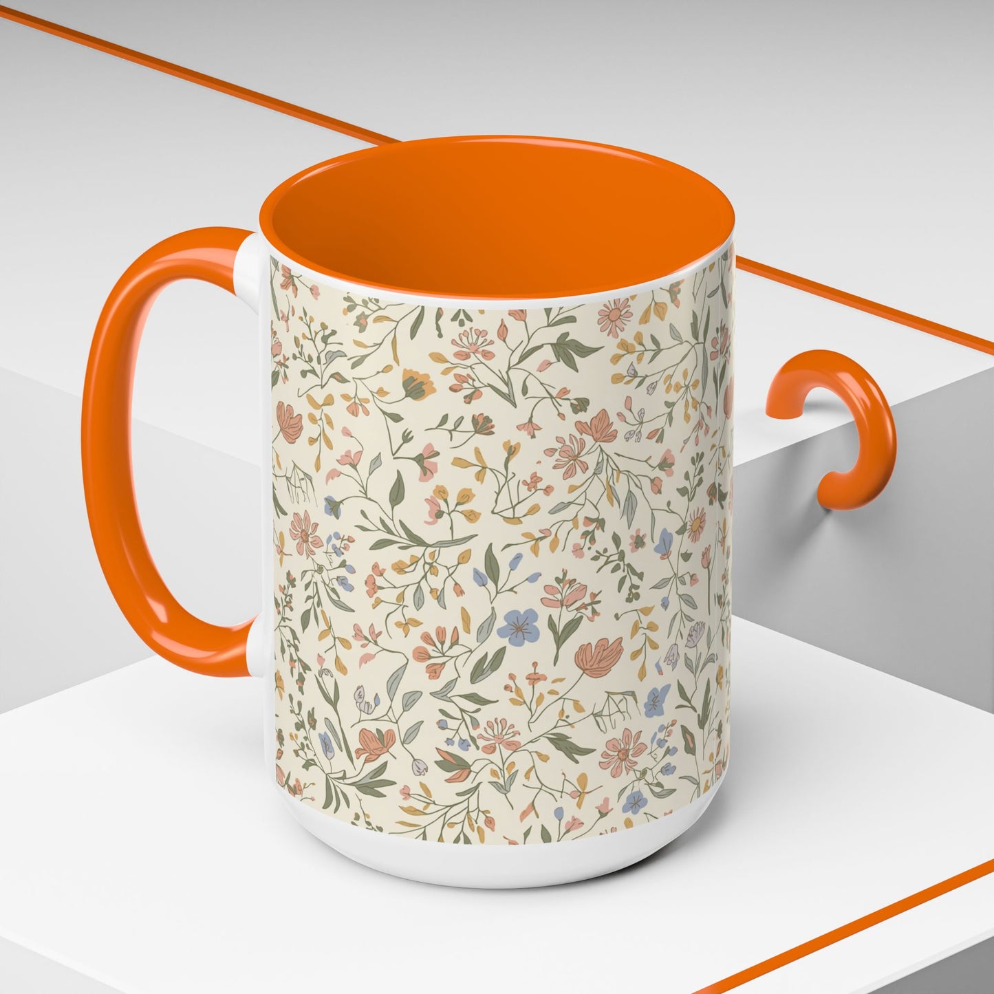 Floral Vintage Accent Coffee Mug  11/15oz