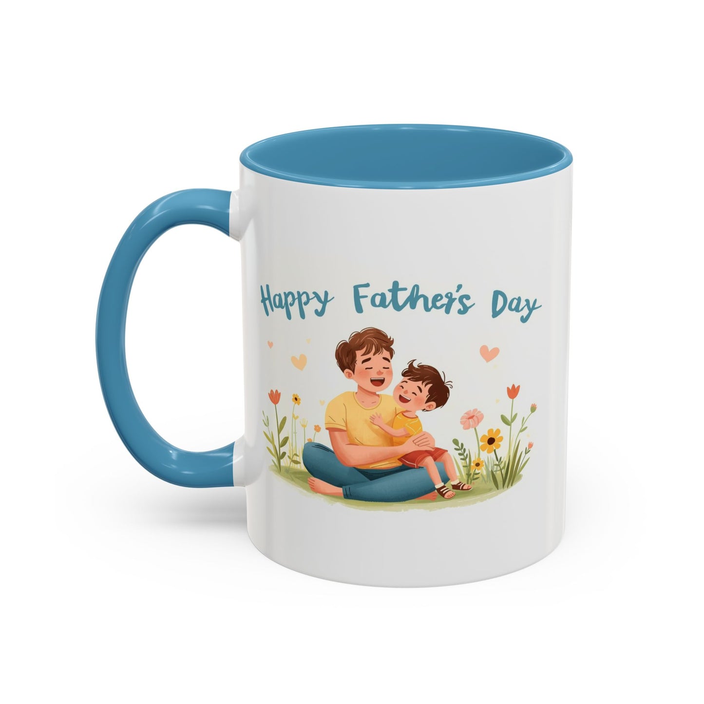 "Happy Father's Day" Dad and Child Floral Accent Mug (11/15oz)