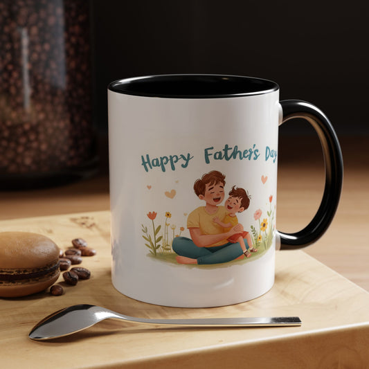 "Happy Father's Day" Dad and Child Floral Accent Mug (11/15oz)