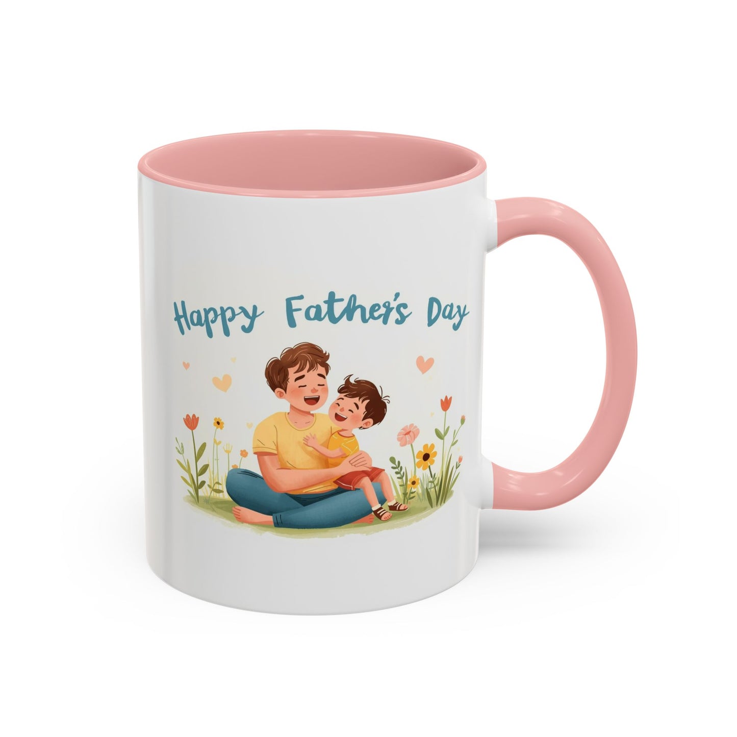 "Happy Father's Day" Dad and Child Floral Accent Mug (11/15oz)