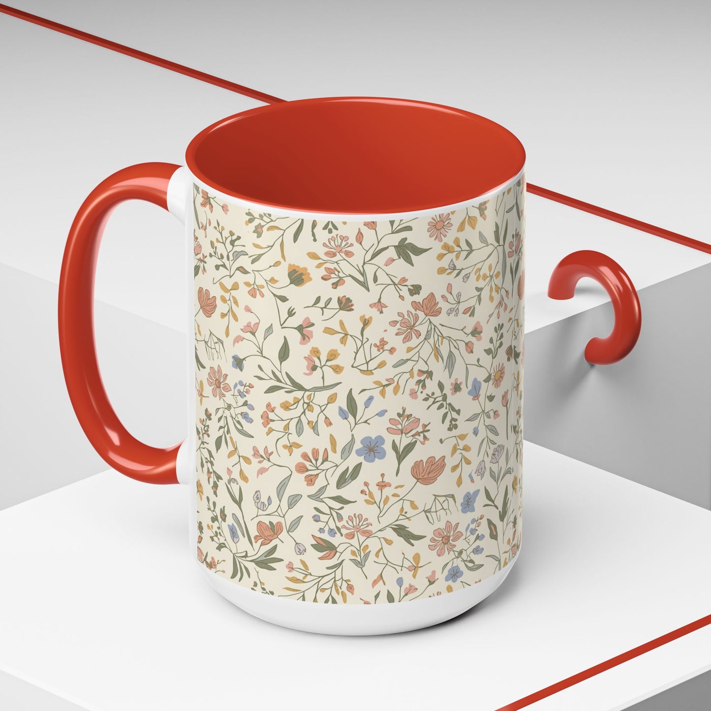 Floral Vintage Accent Coffee Mug  11/15oz