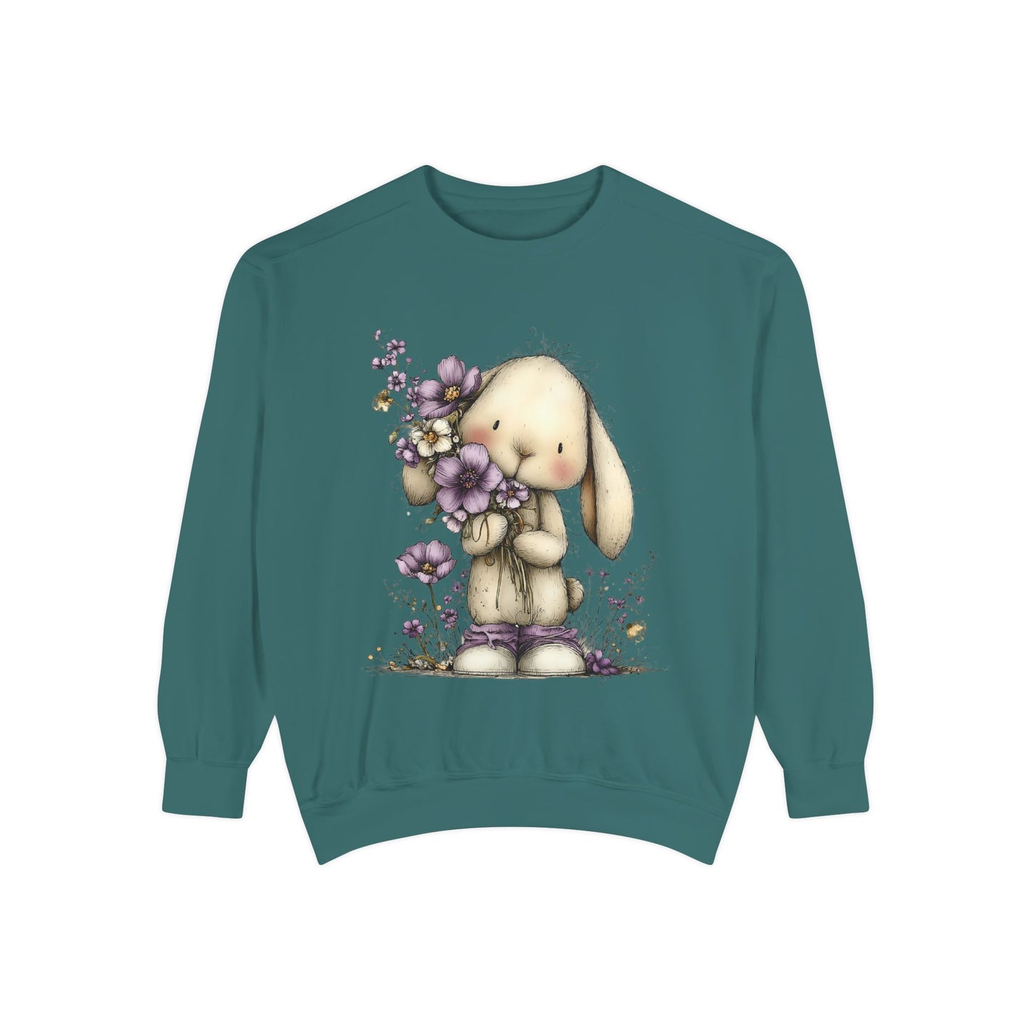 Bunny with Purple Flowers Sweatshirt