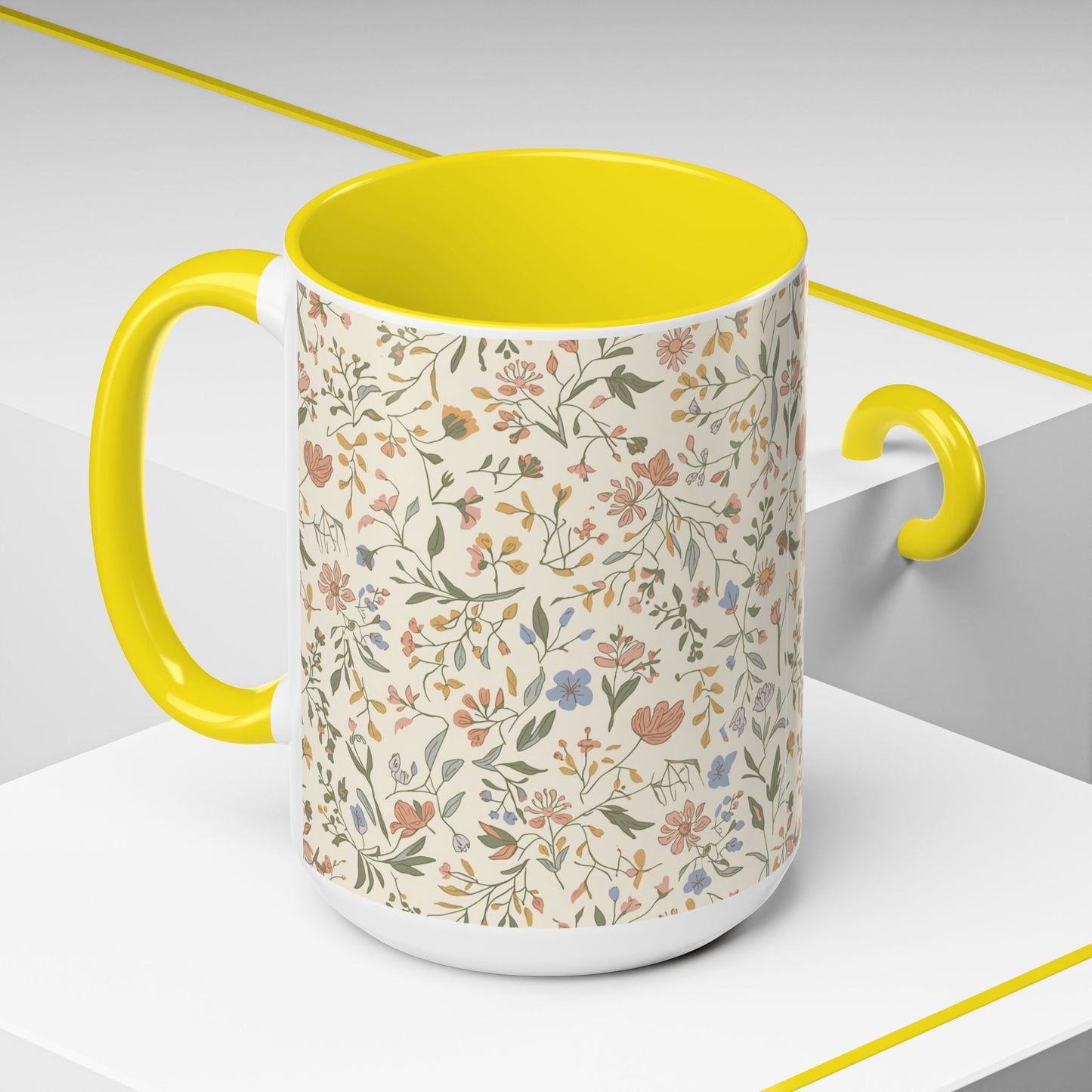 Floral Vintage Accent Coffee Mug  11/15oz