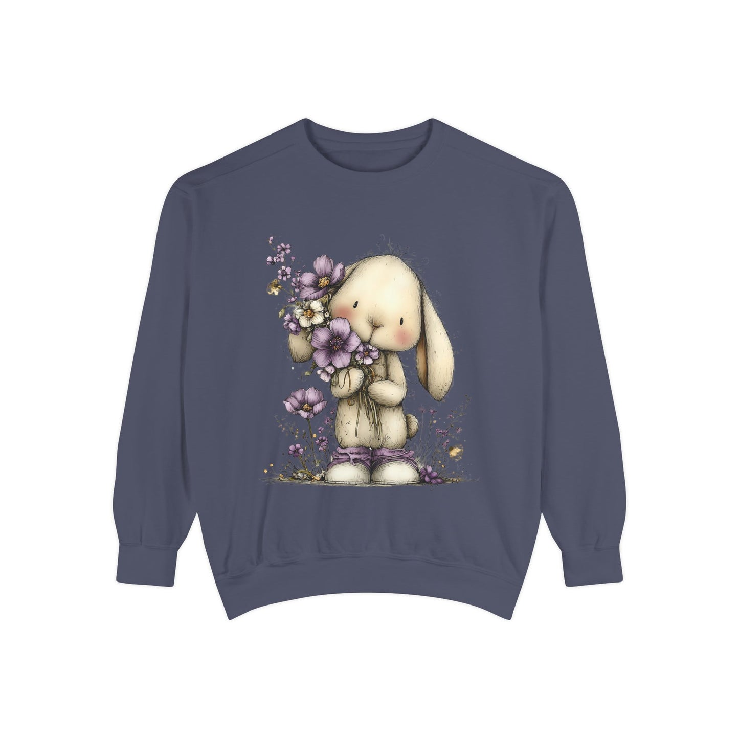Bunny with Purple Flowers Sweatshirt