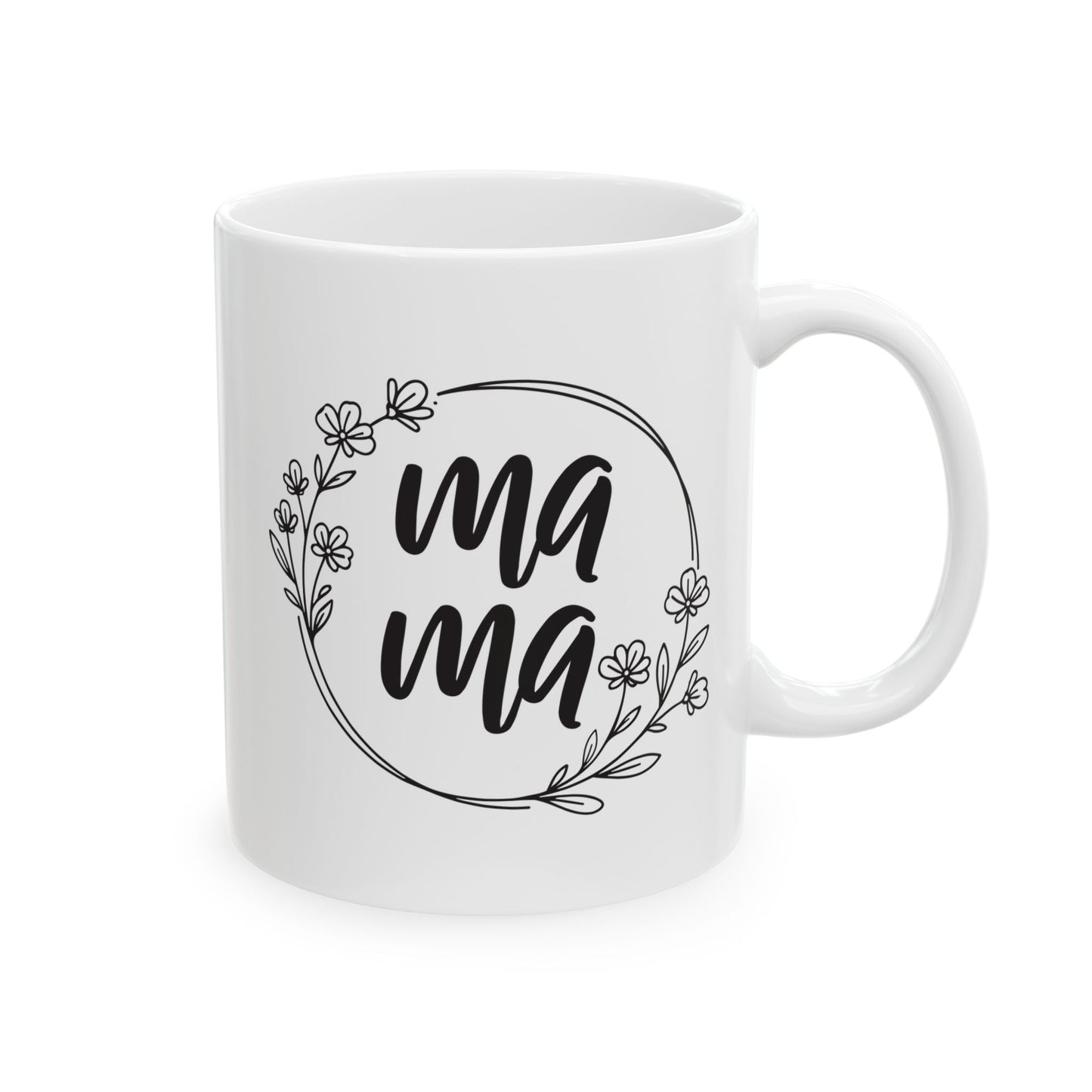 Floral Peace Sign Ceramic Mug – Minimalist Black Line Art 11oz & 15oz