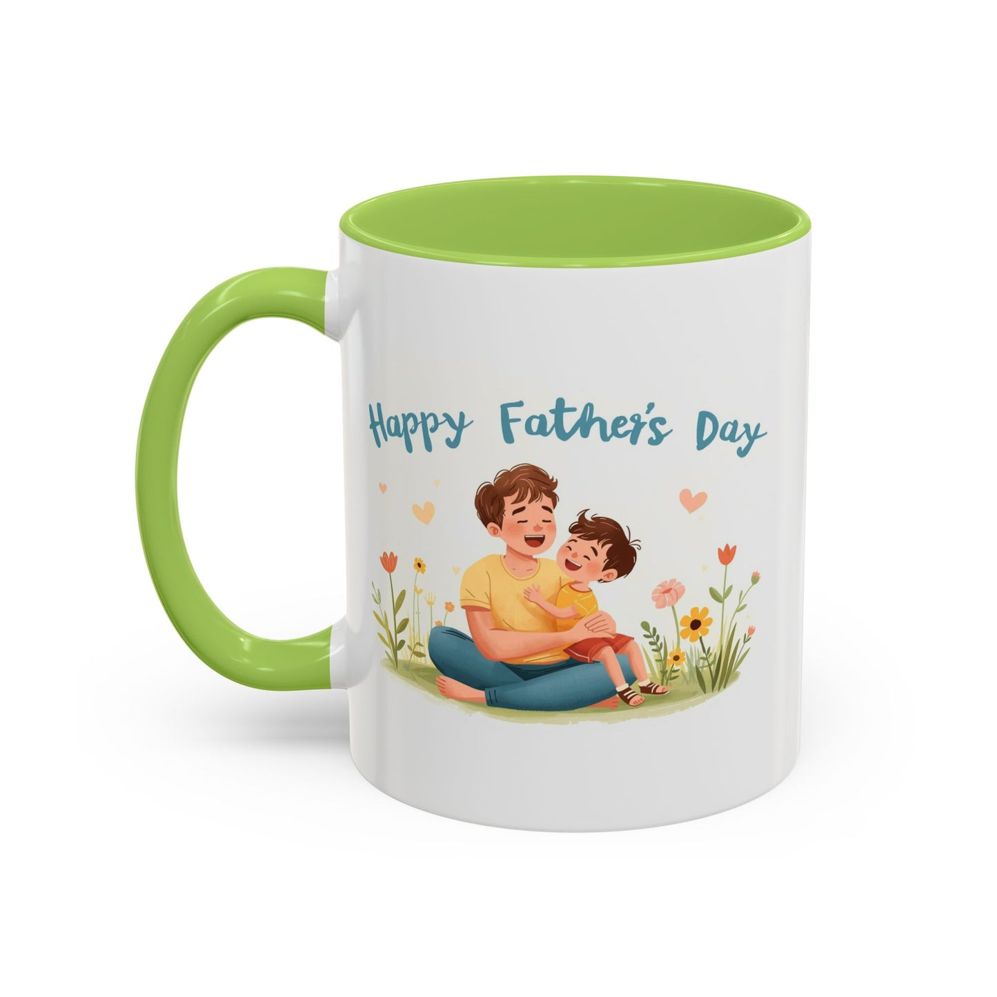 "Happy Father's Day" Dad and Child Floral Accent Mug (11/15oz)