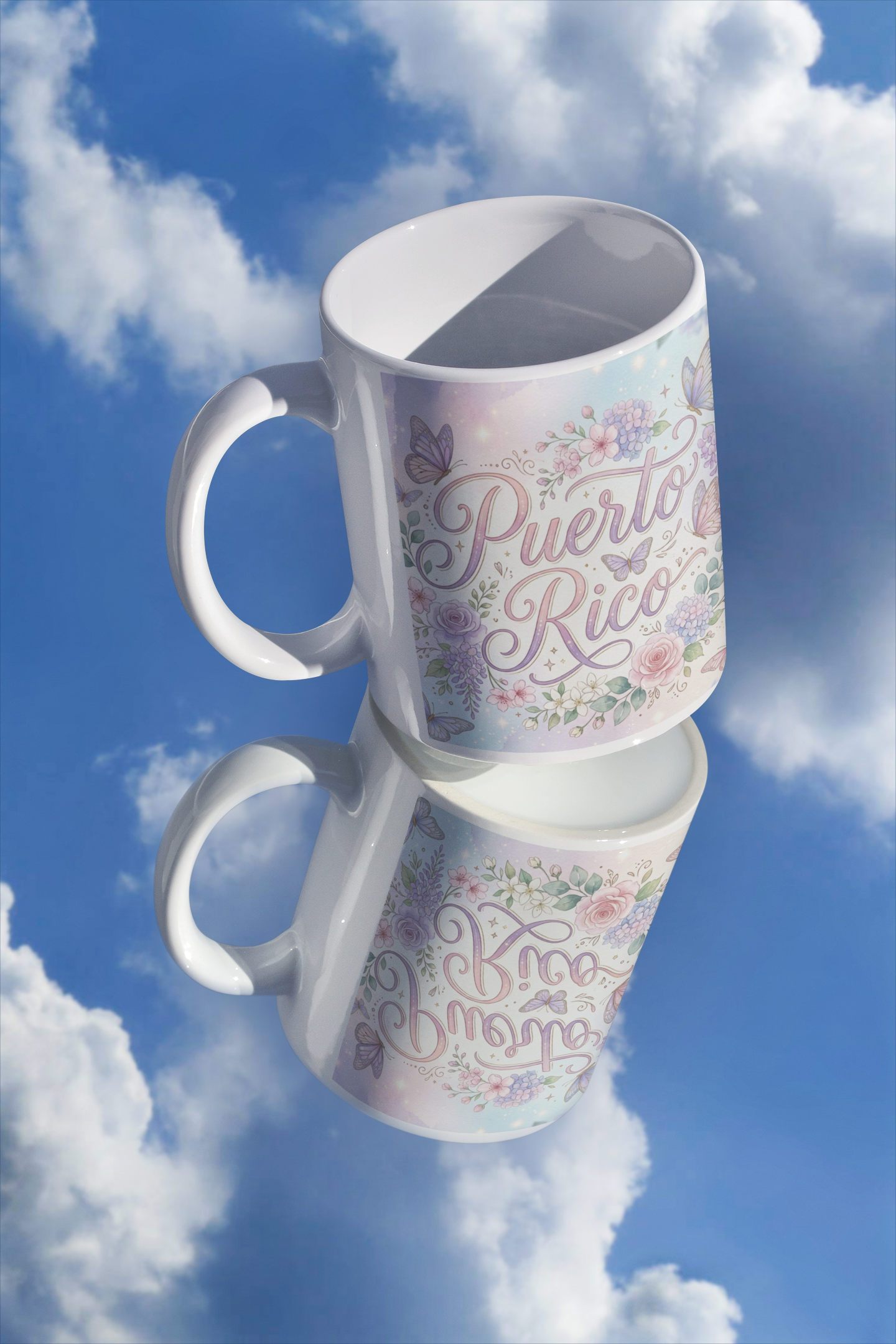 Puerto Rico Floral Butterfly Ceramic Mug (11oz, !5 oz)