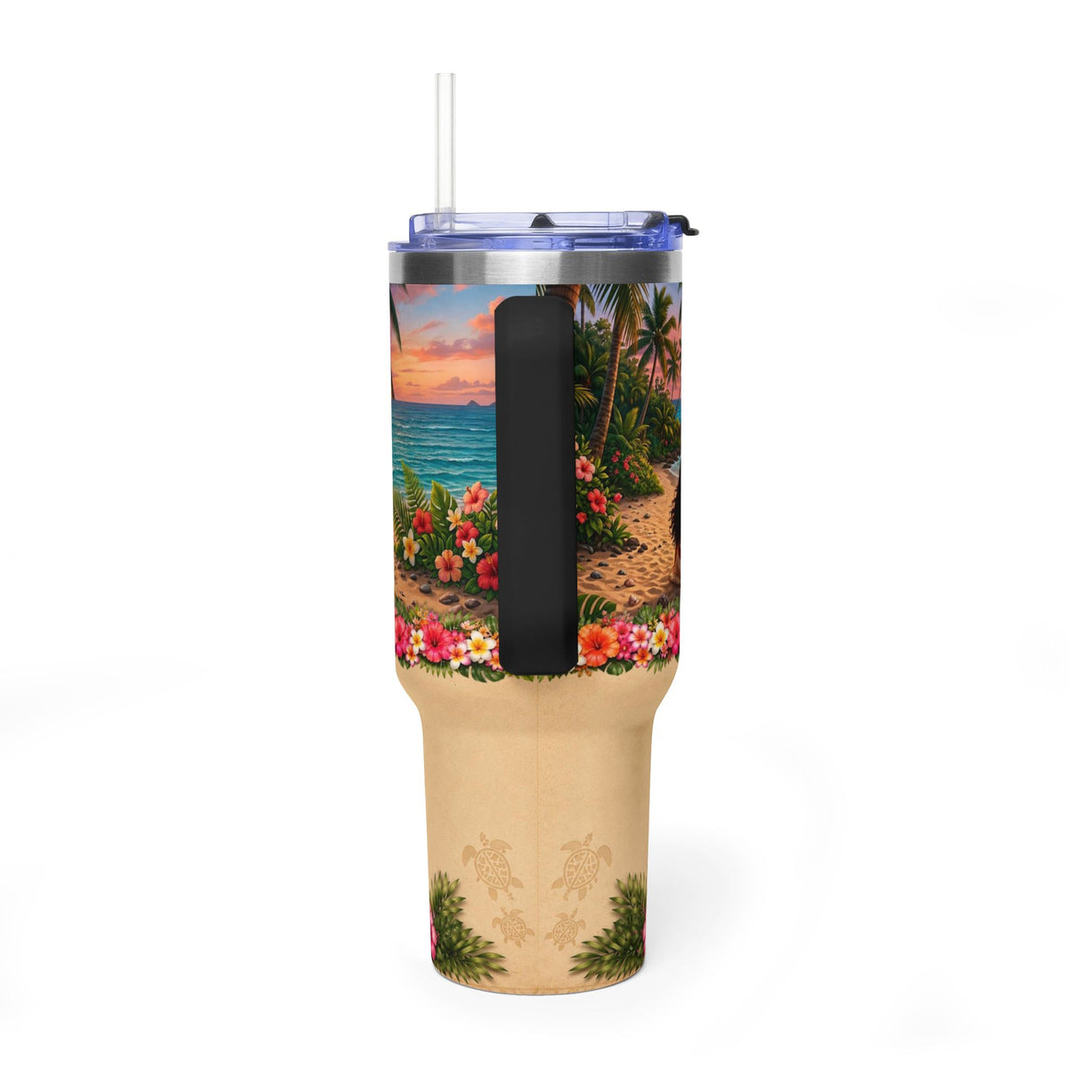 40oz Hawaiian Aloha Thermal Tumbler — Floral Beach Sunset Insulated Cup