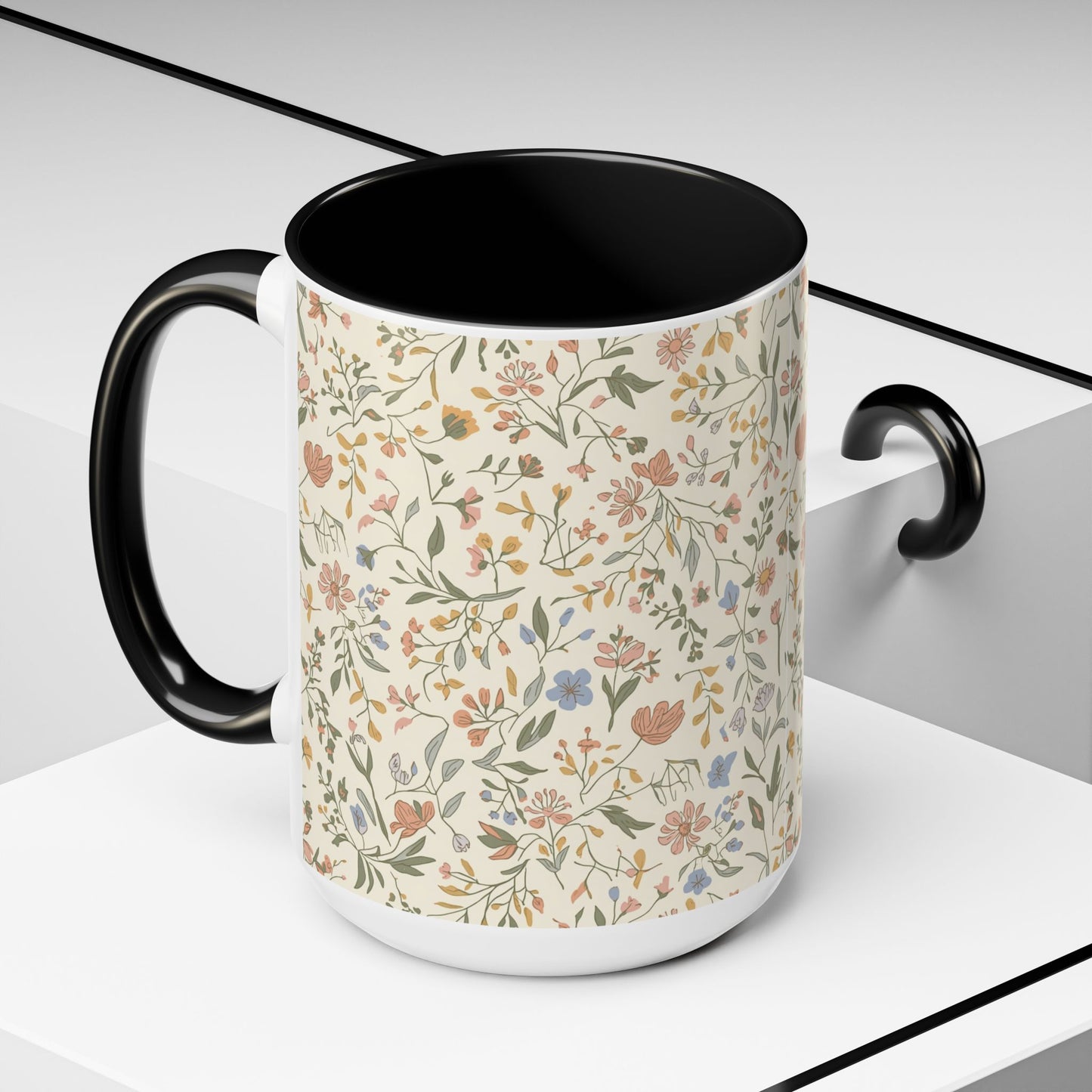 Floral Vintage Accent Coffee Mug  11/15oz
