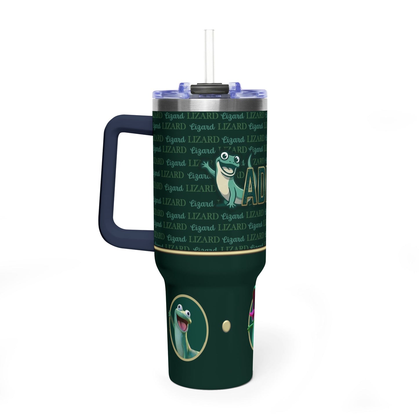 Adrian Lizard 40oz Vacuum Tumbler – Insulated Travel Cup with Handle