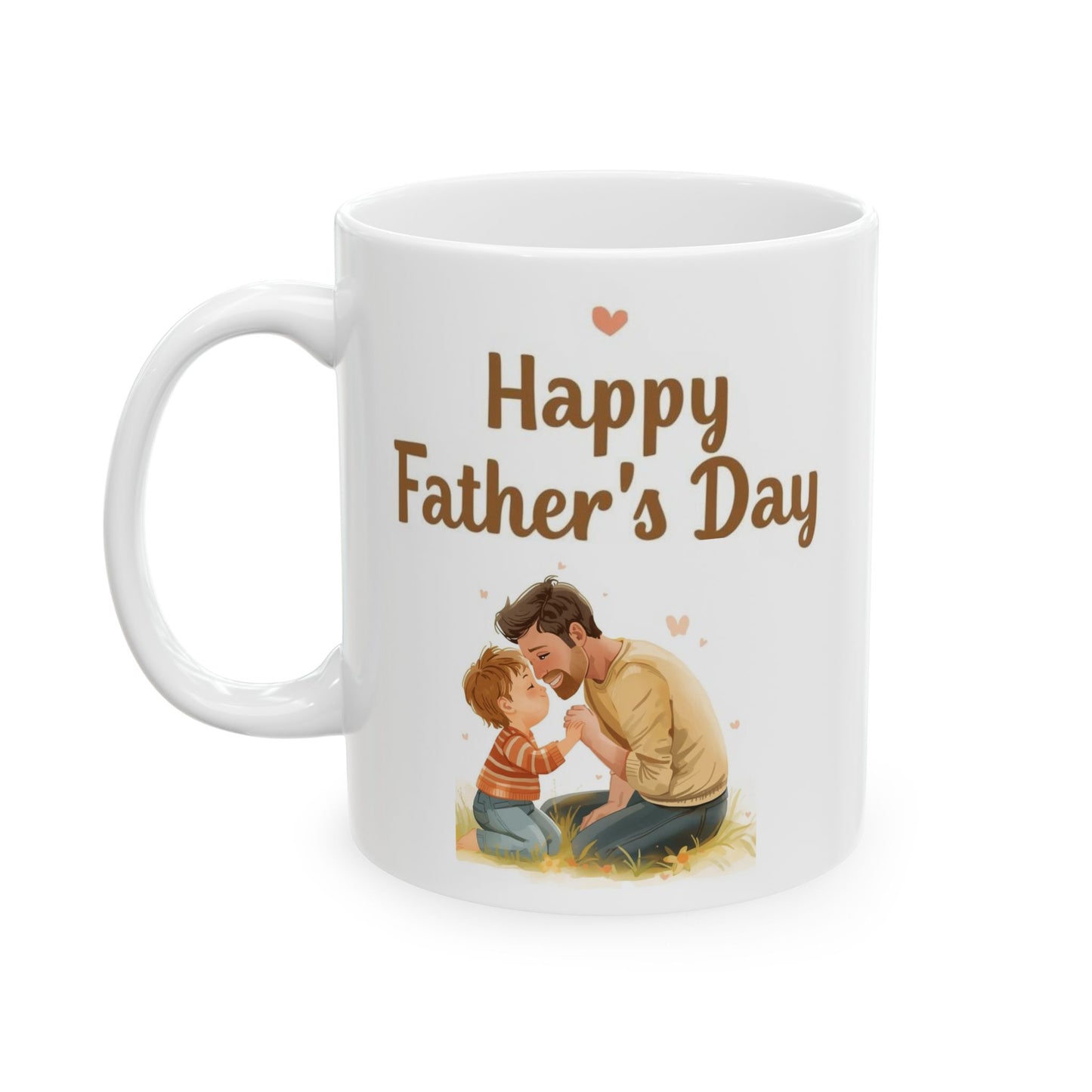 Father's Day Ceramic Mug – Cute Dad Cartoon Coffee Cup (11oz & 15oz)