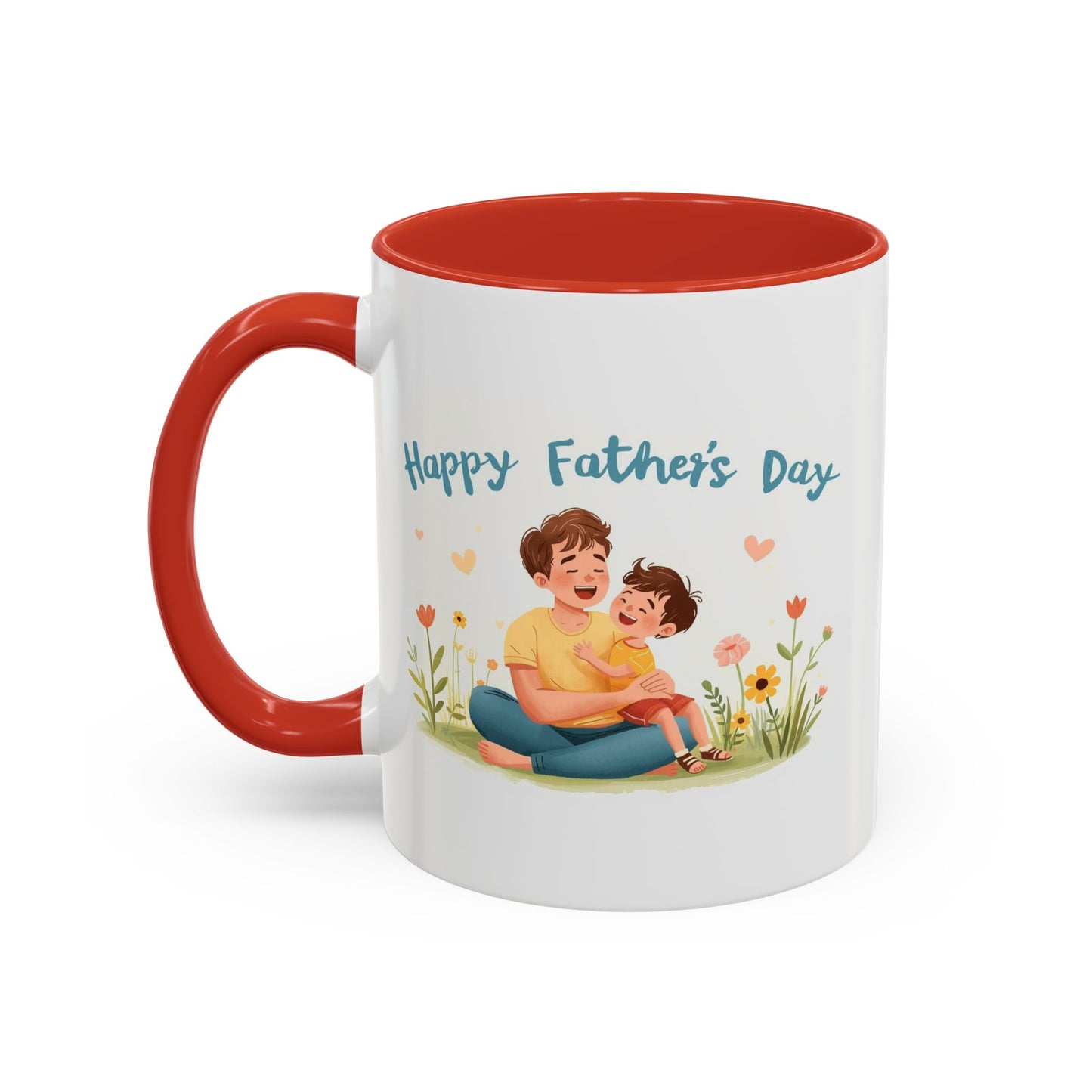 "Happy Father's Day" Dad and Child Floral Accent Mug (11/15oz)