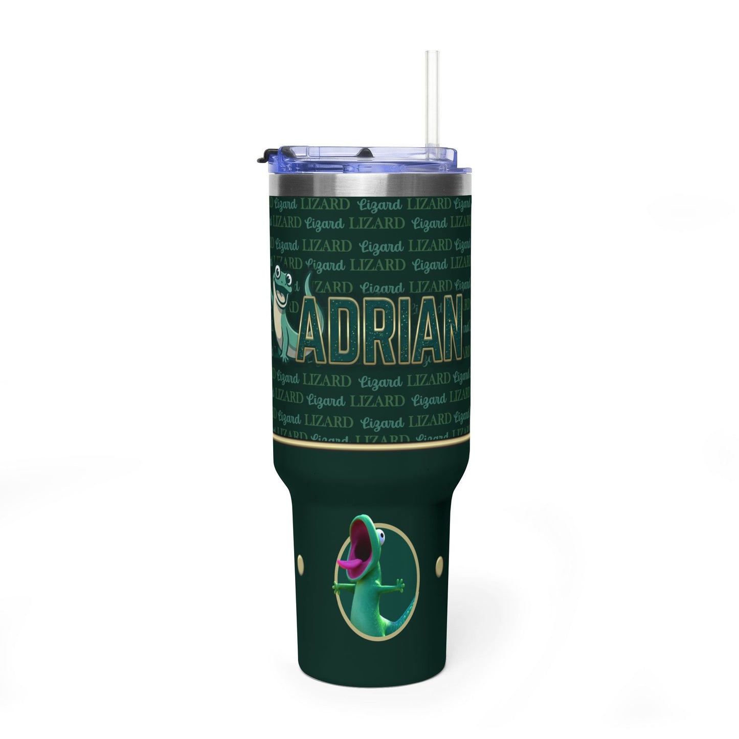 Adrian Lizard 40oz Vacuum Tumbler – Insulated Travel Cup with Handle