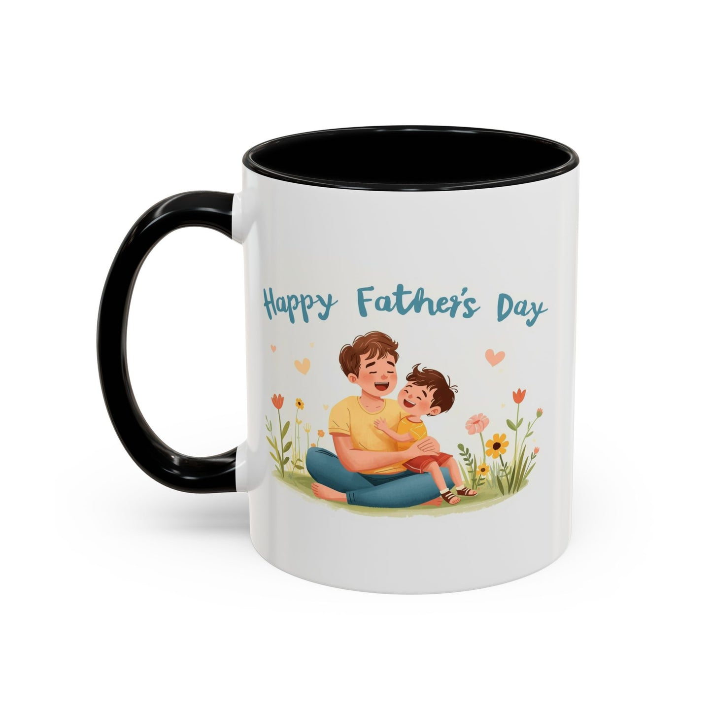 "Happy Father's Day" Dad and Child Floral Accent Mug (11/15oz)
