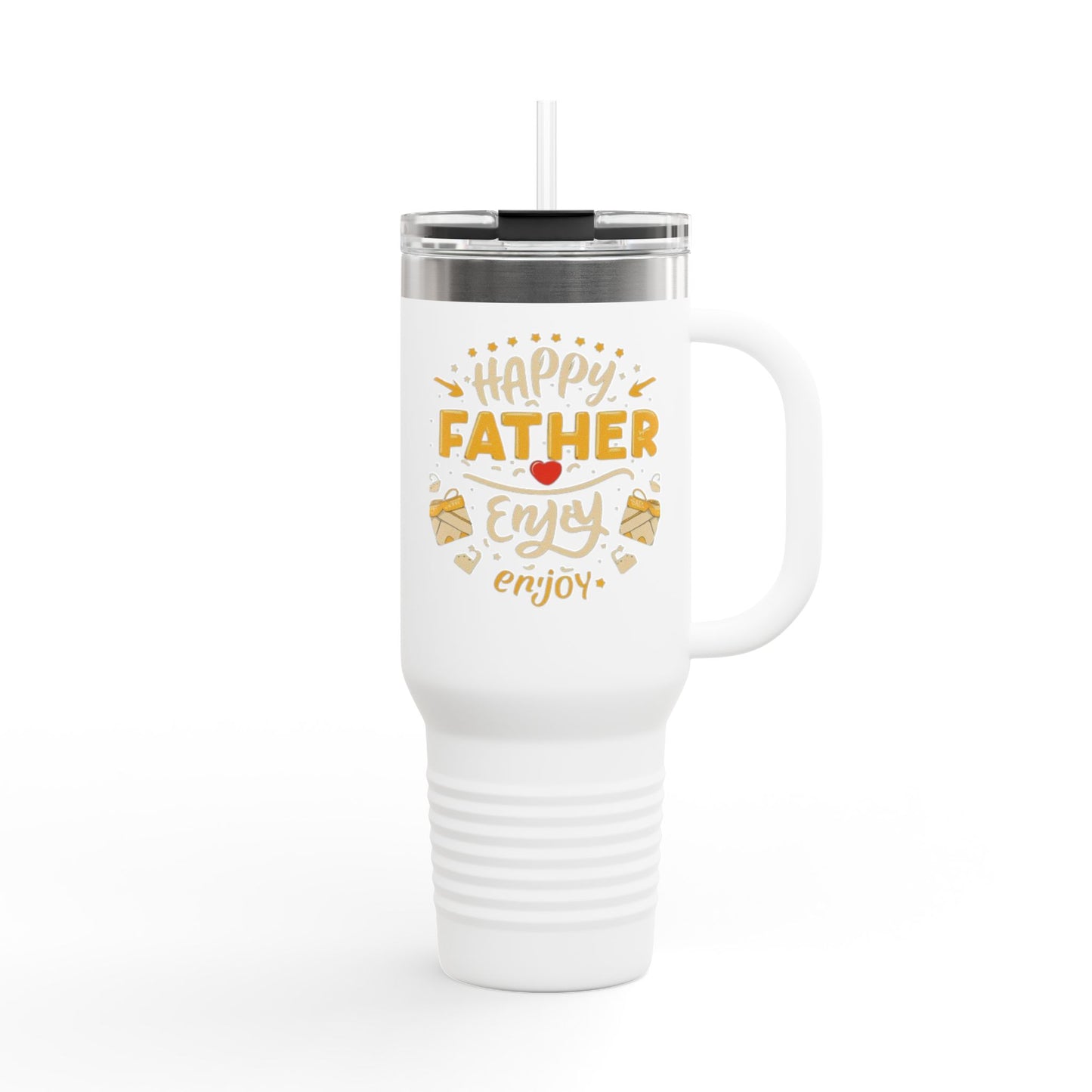 40oz Insulated Travel Mug – “Happy Father Enjoy” Father's Day Coffee Tumbler